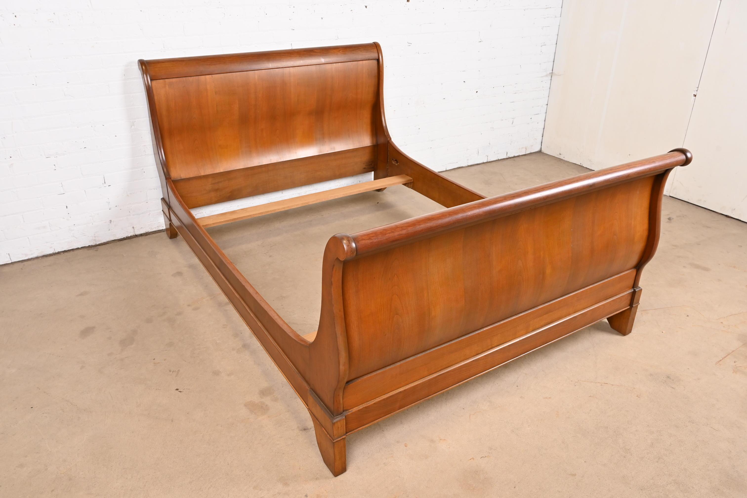 Louis XV Grange French Louis Philippe Cherry Wood Full Size Sleigh Bed