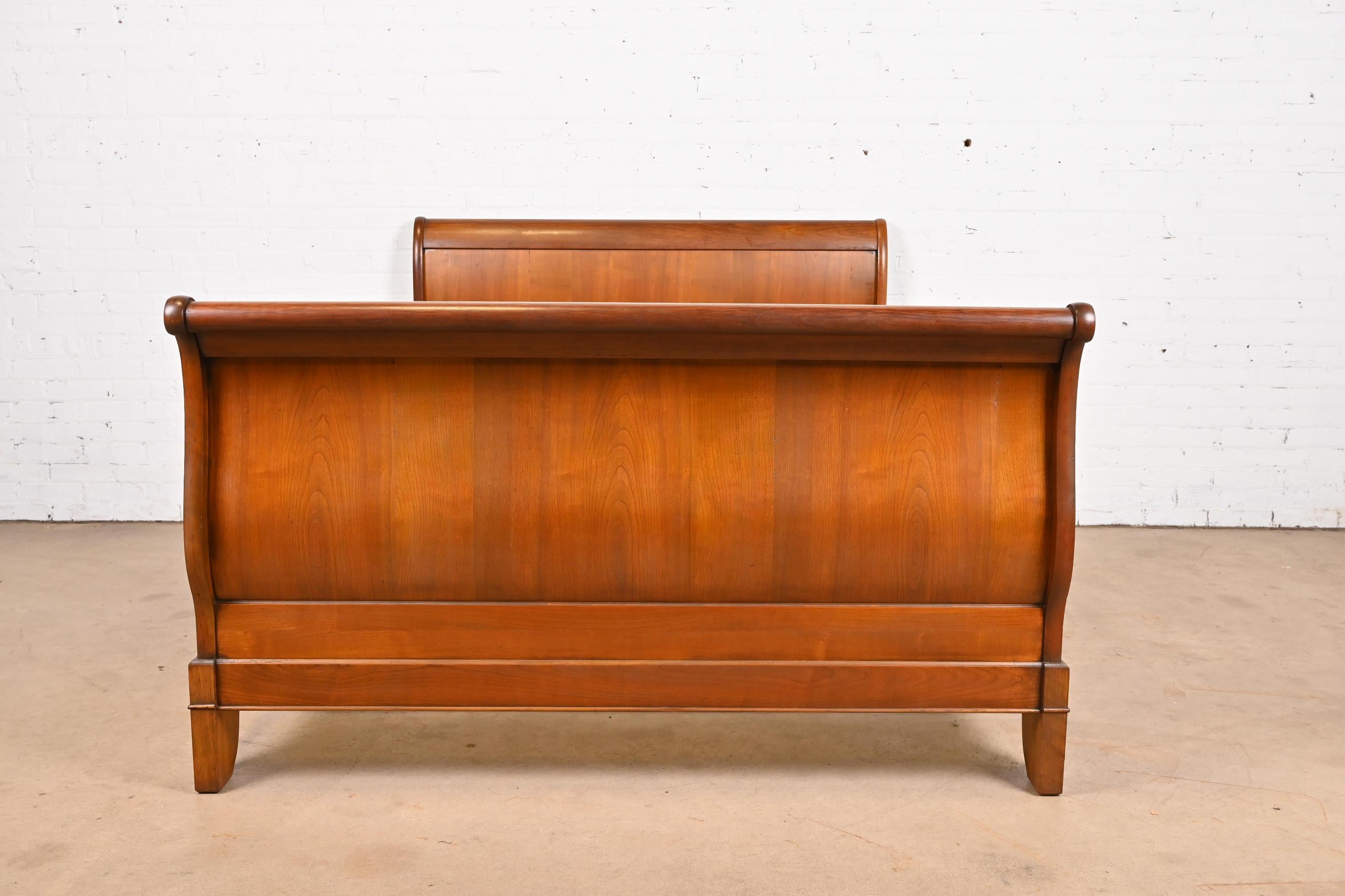 Grange French Louis Philippe Cherry Wood Full Size Sleigh Bed In Good Condition In South Bend, IN