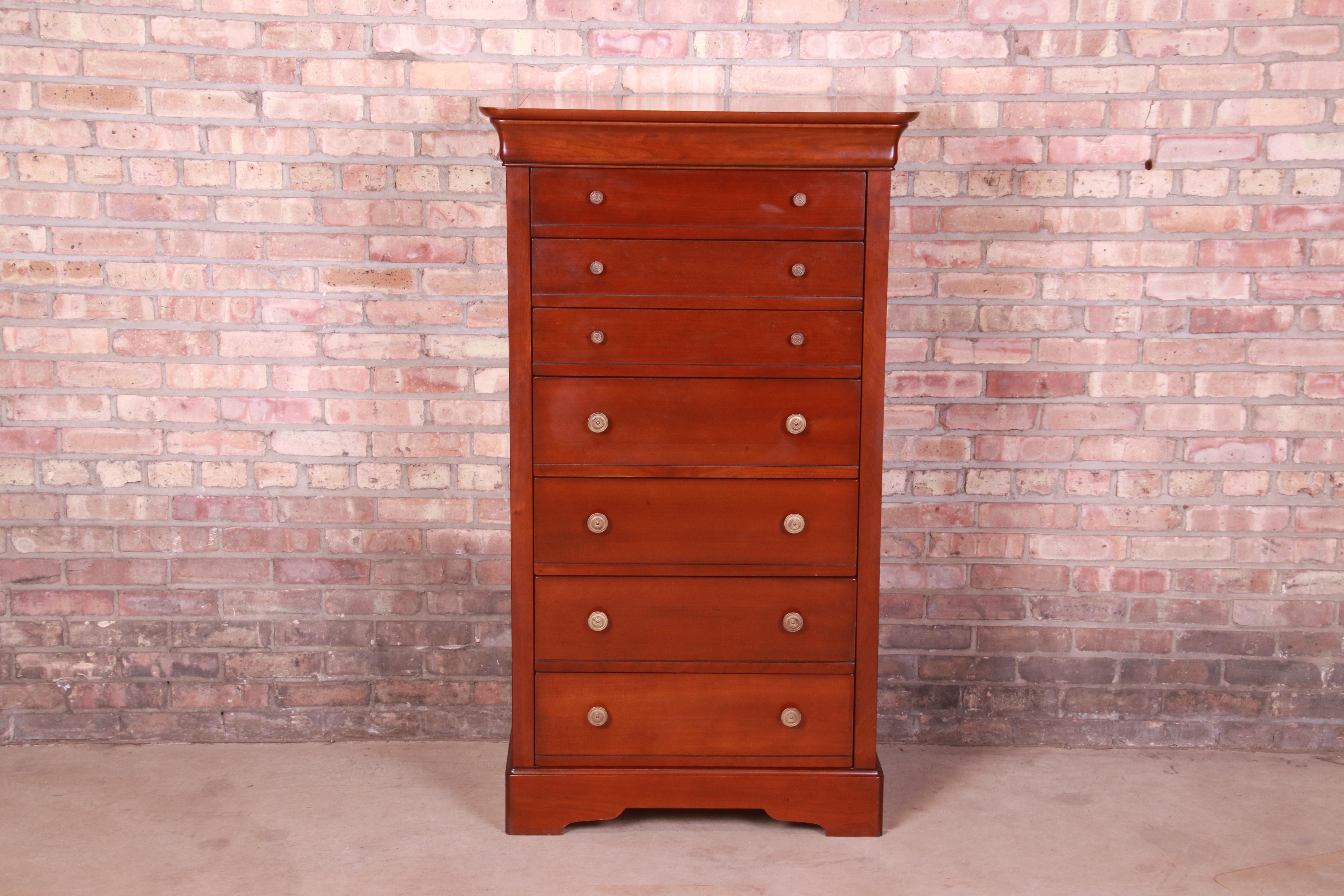 Grange French Louis Philippe Cherry Wood Lingerie Chest or Semainier In Good Condition In South Bend, IN