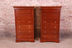 Grange French Louis Philippe Cherry Wood Lingerie Chests or Semainiers, Pair