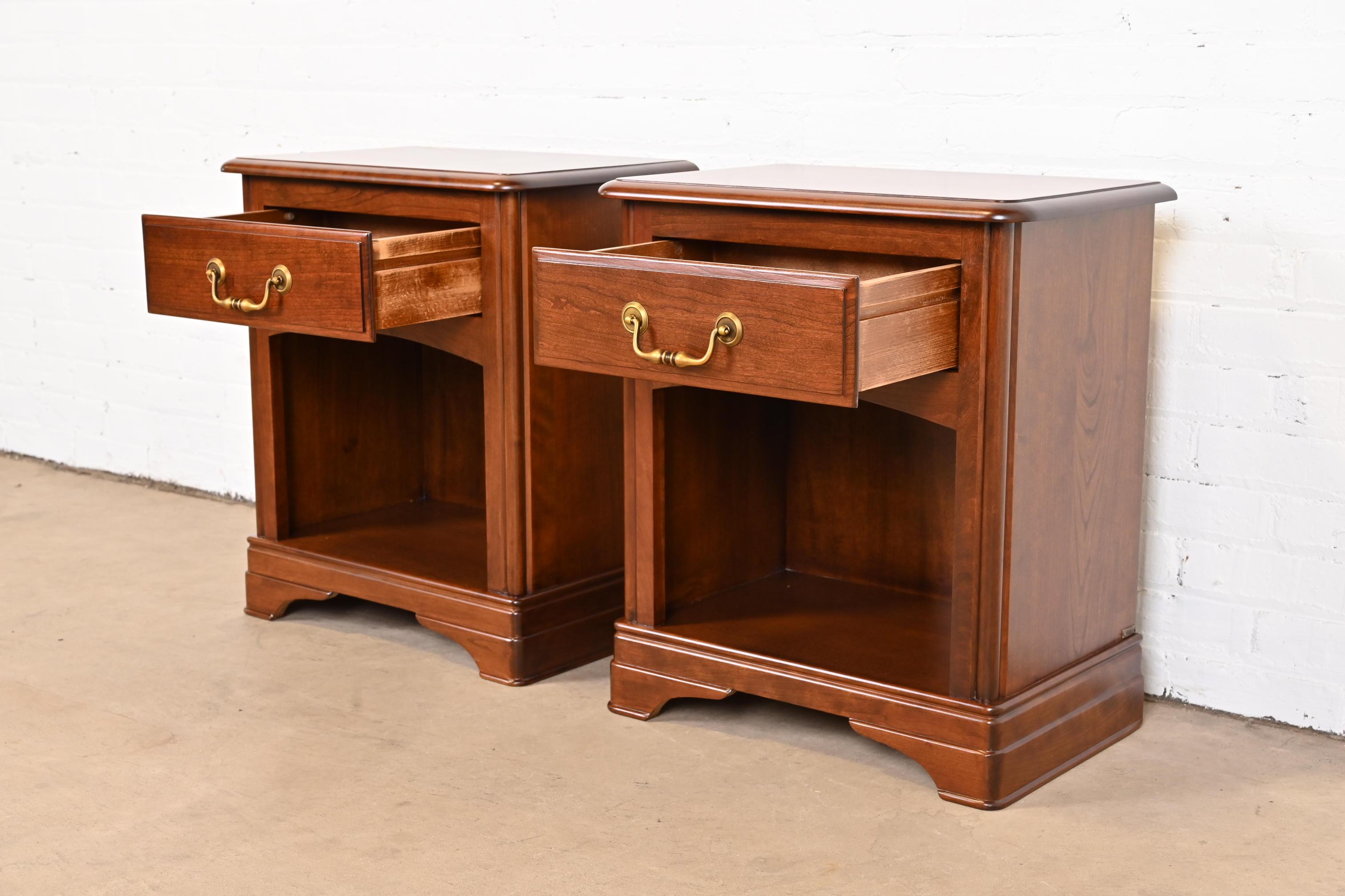 Grange French Louis Philippe Cherry Wood Nightstands, Newly Refinished 2