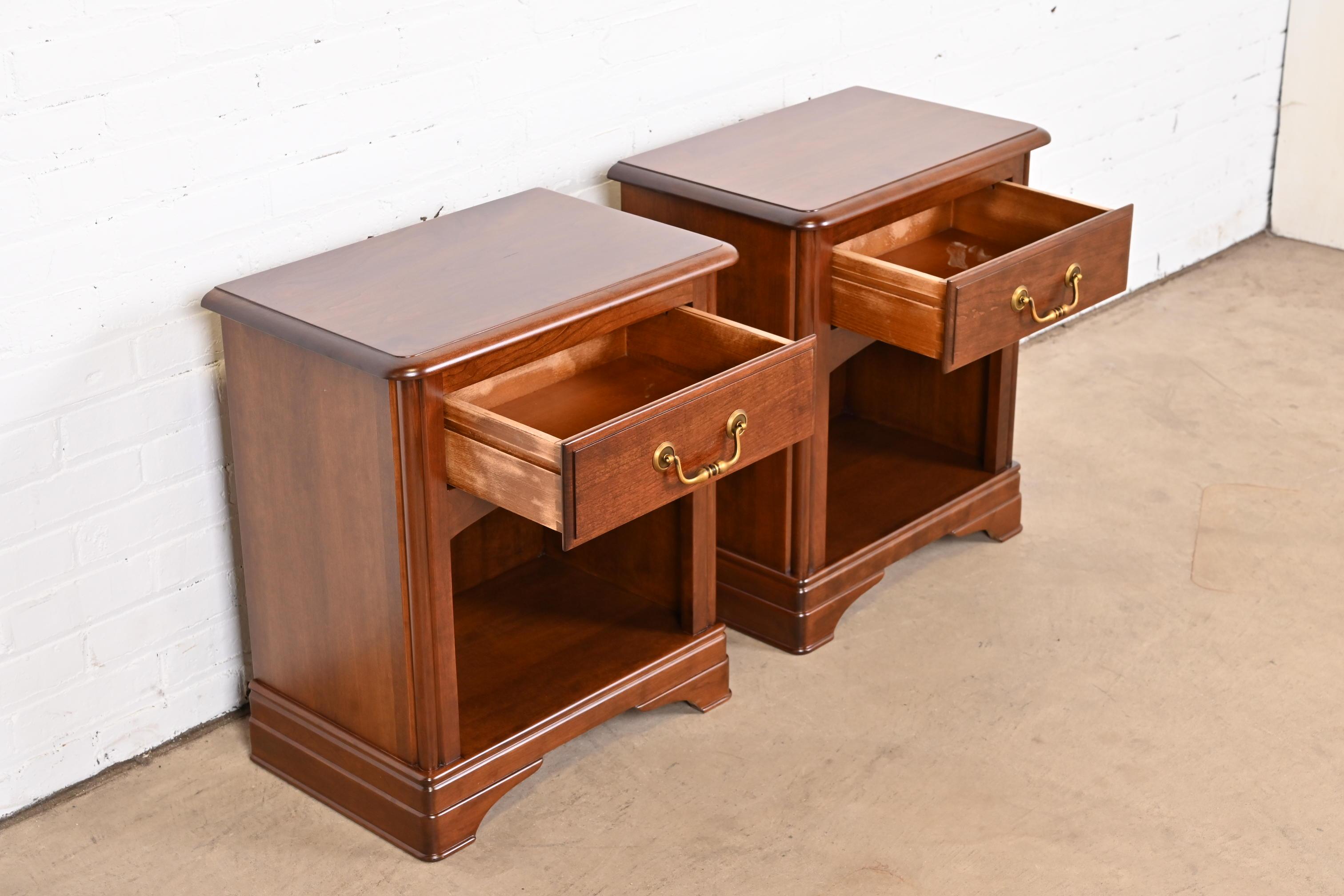 Grange French Louis Philippe Cherry Wood Nightstands, Newly Refinished 3