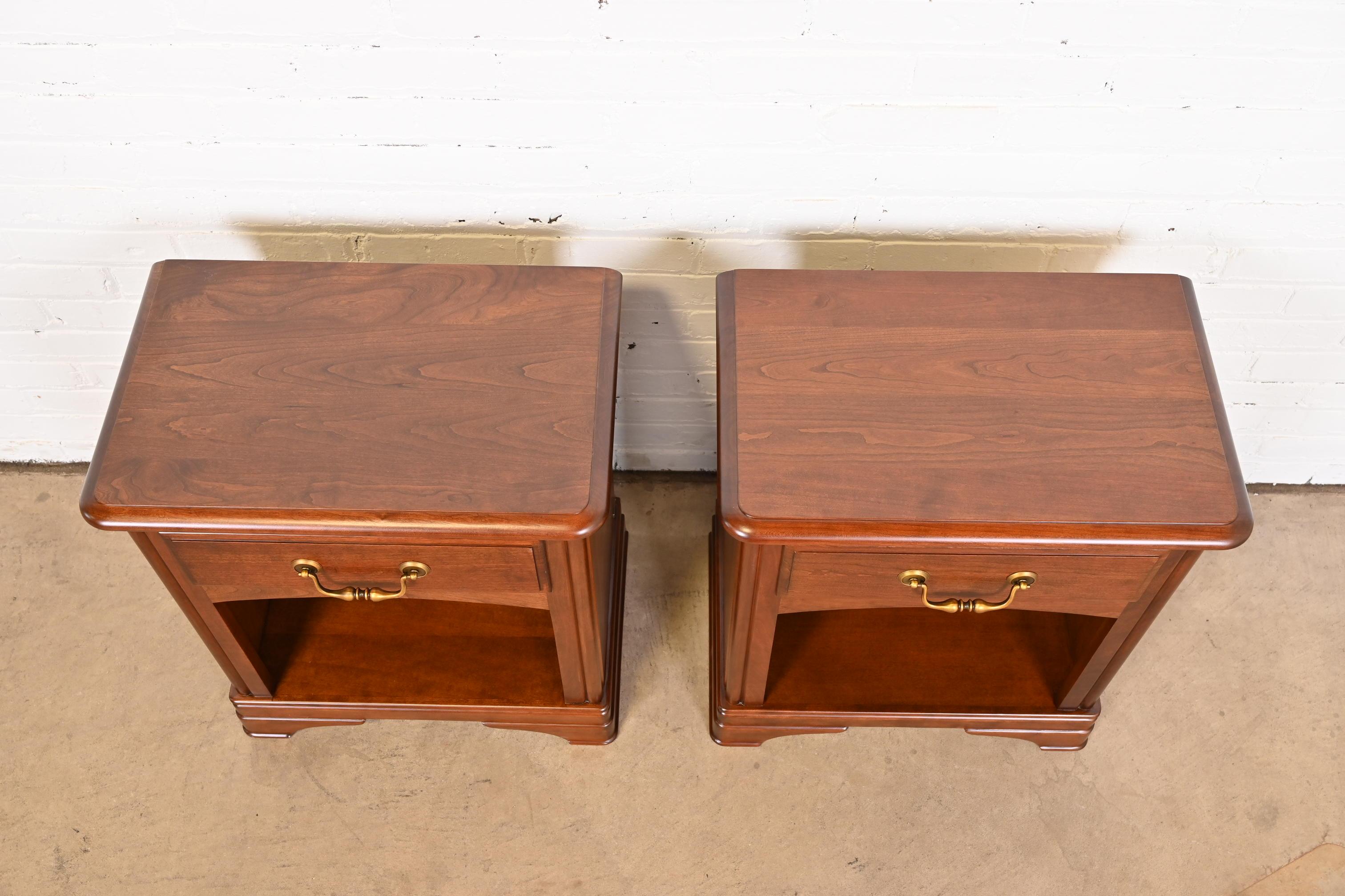 Grange French Louis Philippe Cherry Wood Nightstands, Newly Refinished 7