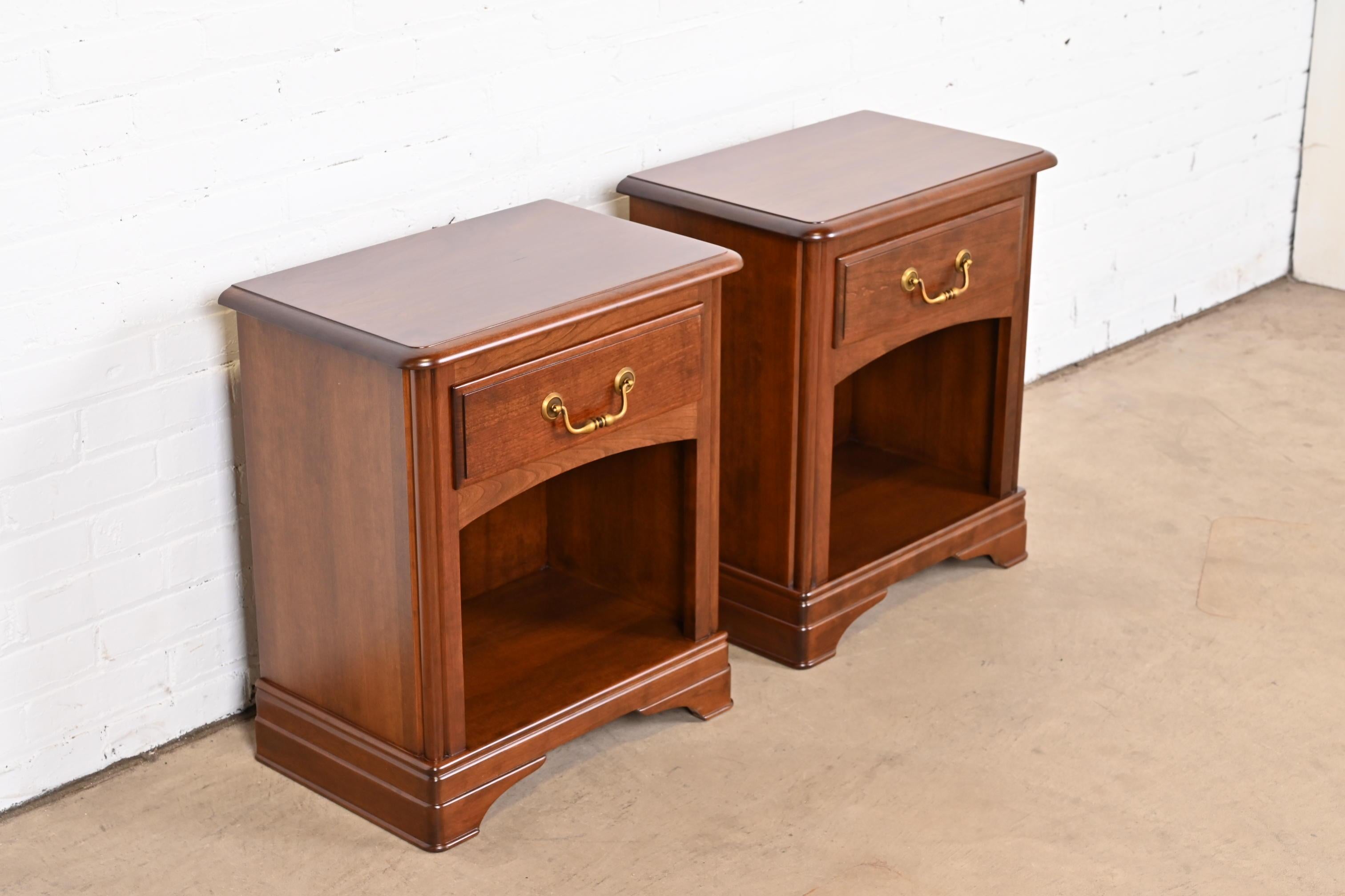 Grange French Louis Philippe Cherry Wood Nightstands, Newly Refinished In Good Condition In South Bend, IN