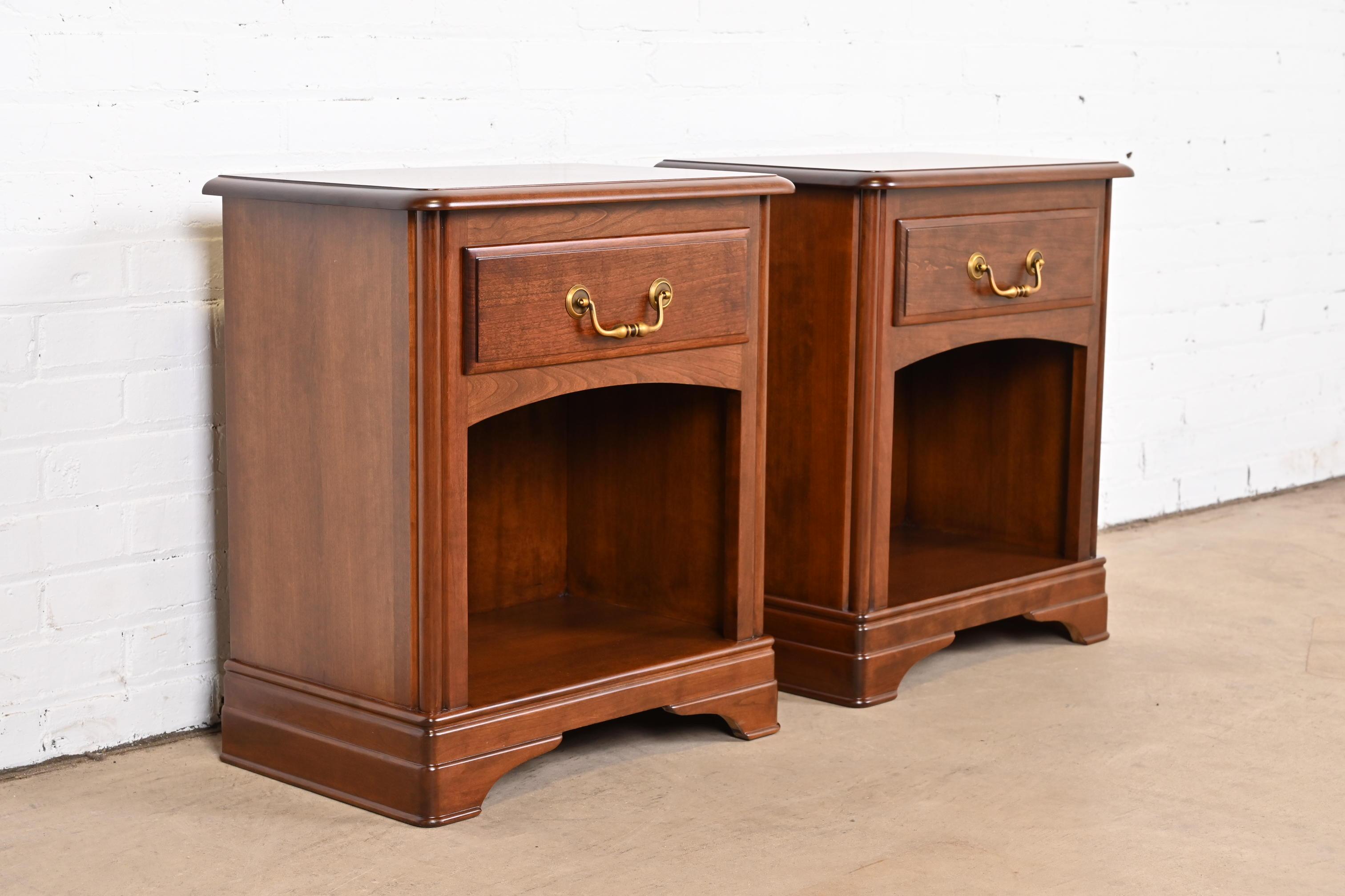 20th Century Grange French Louis Philippe Cherry Wood Nightstands, Newly Refinished