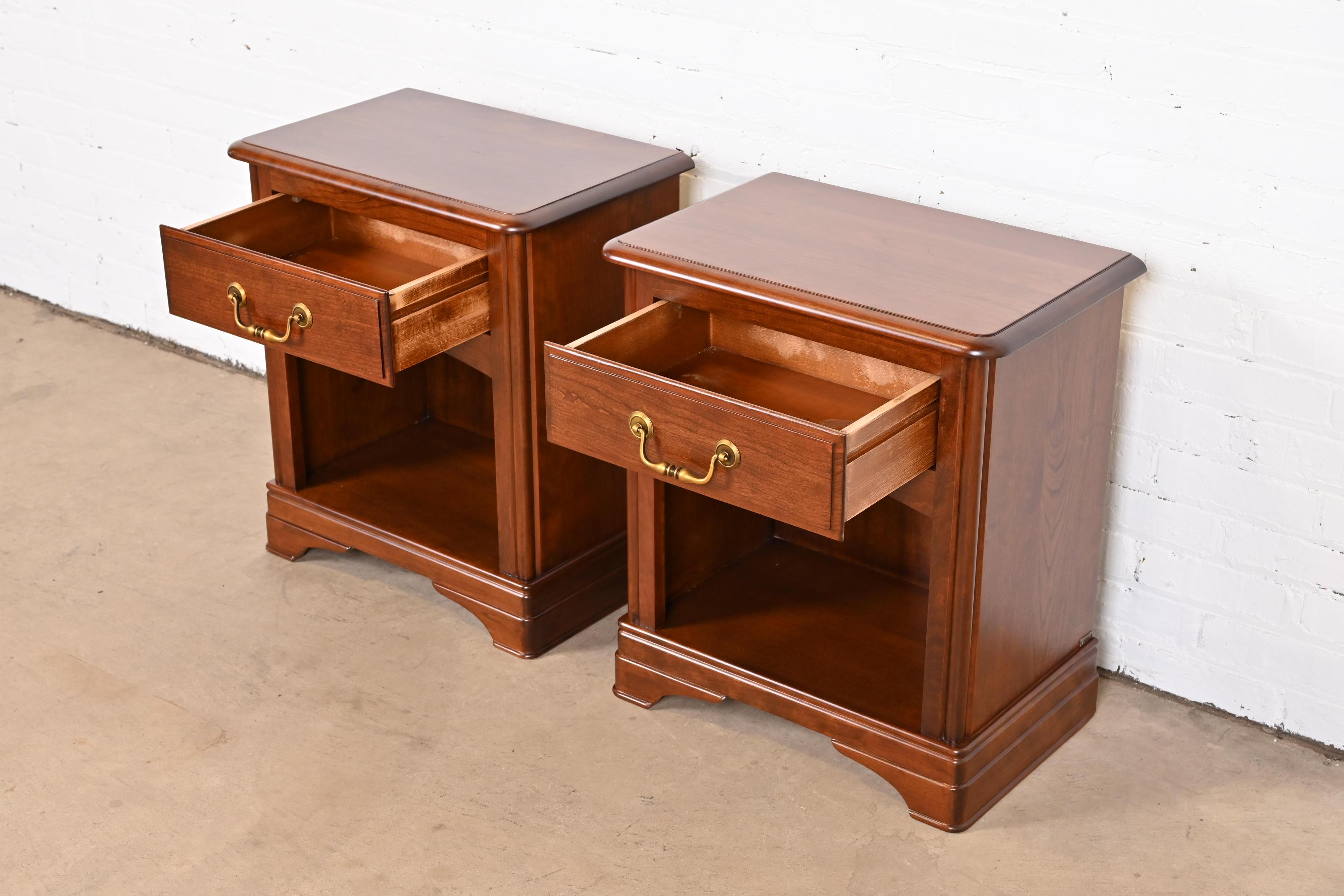 Grange French Louis Philippe Cherry Wood Nightstands, Newly Refinished 1