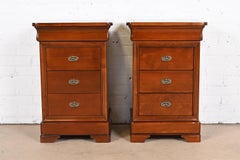 Grange French Louis Philippe Cherry Wood Nightstands, Pair