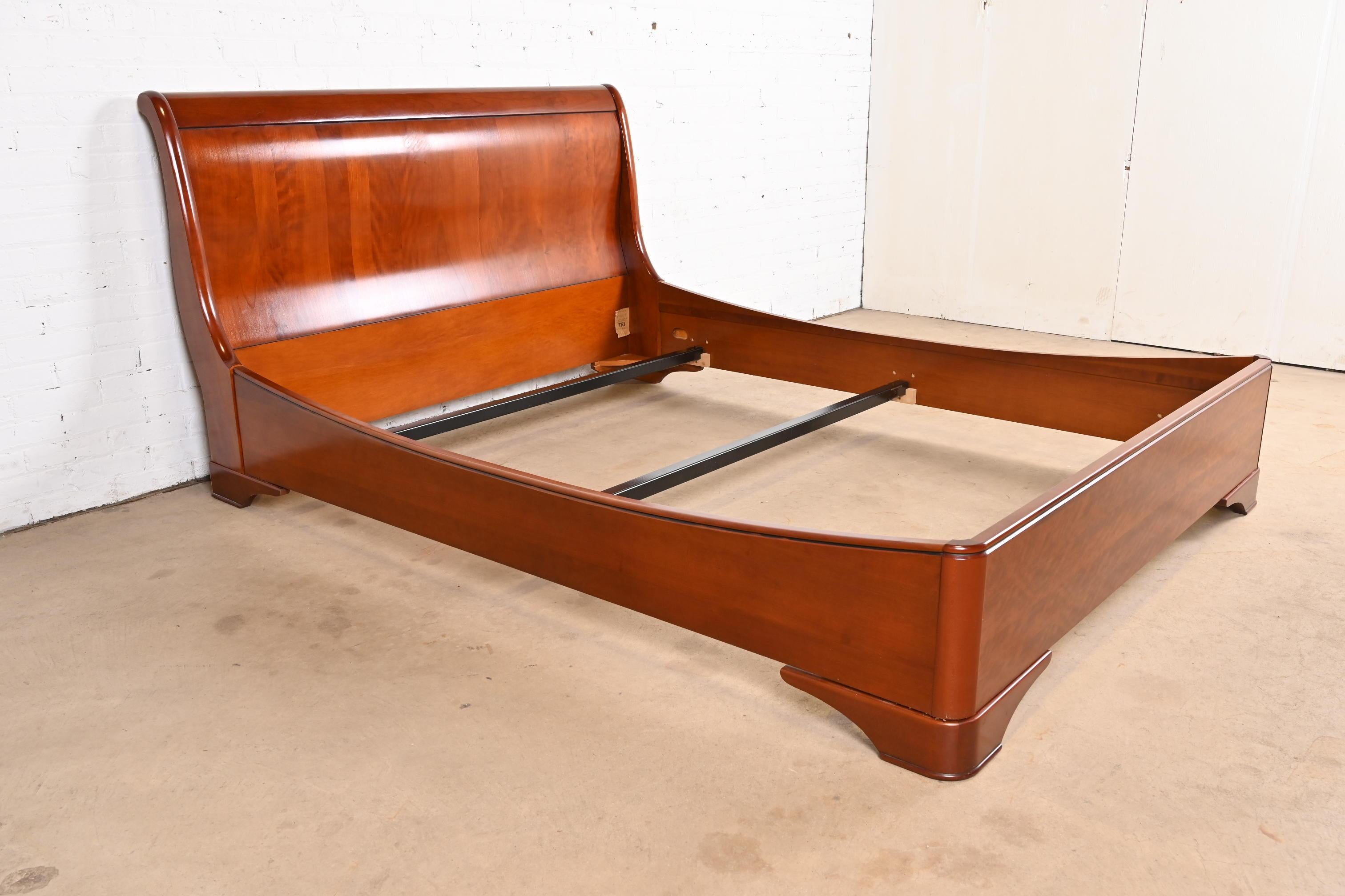 French Provincial Grange French Louis Philippe Cherry Wood Queen Size Sleigh Bed