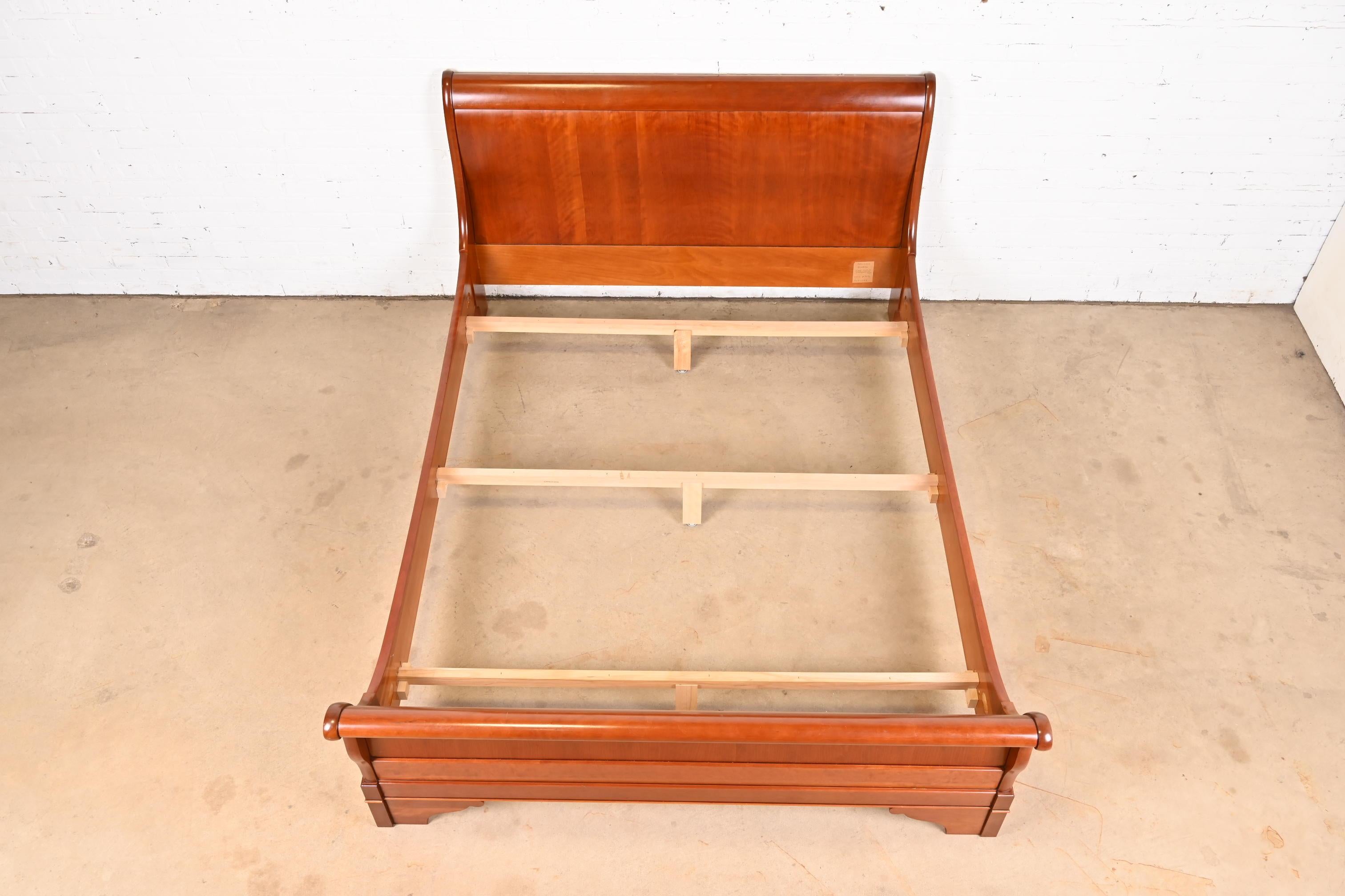 French Provincial Grange French Louis Philippe Cherry Wood Queen Size Sleigh Bed