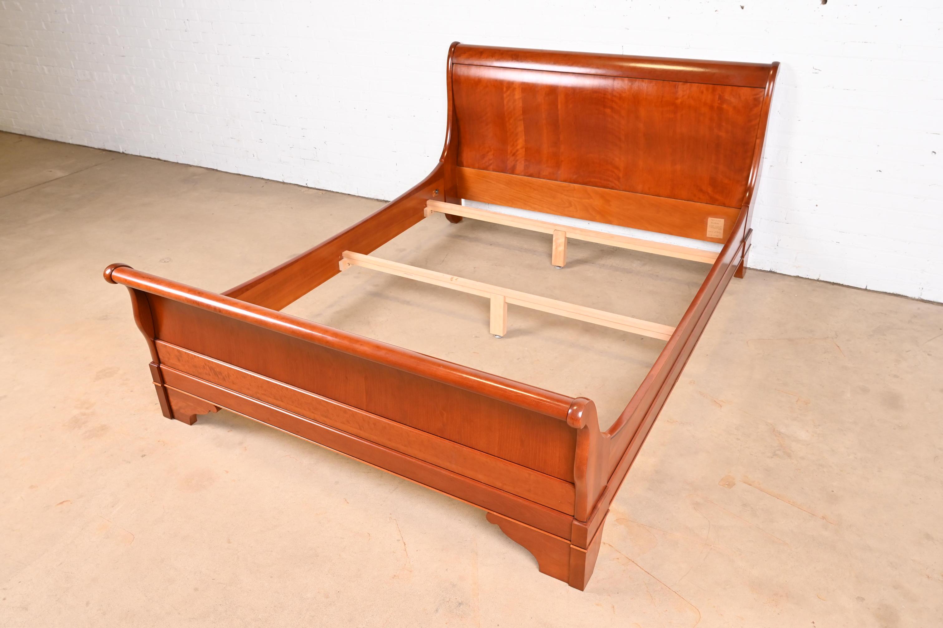 Grange French Louis Philippe Cherry Wood Queen Size Sleigh Bed In Good Condition In South Bend, IN