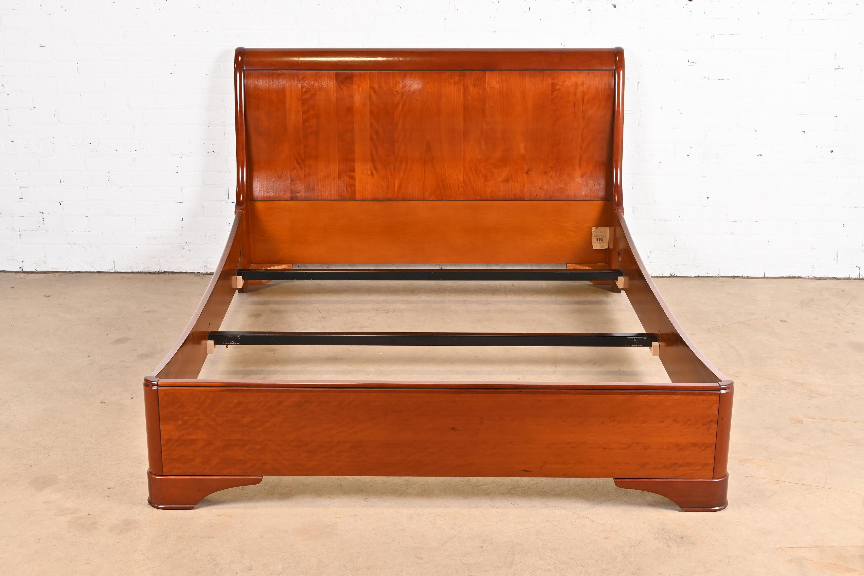 20th Century Grange French Louis Philippe Cherry Wood Queen Size Sleigh Bed