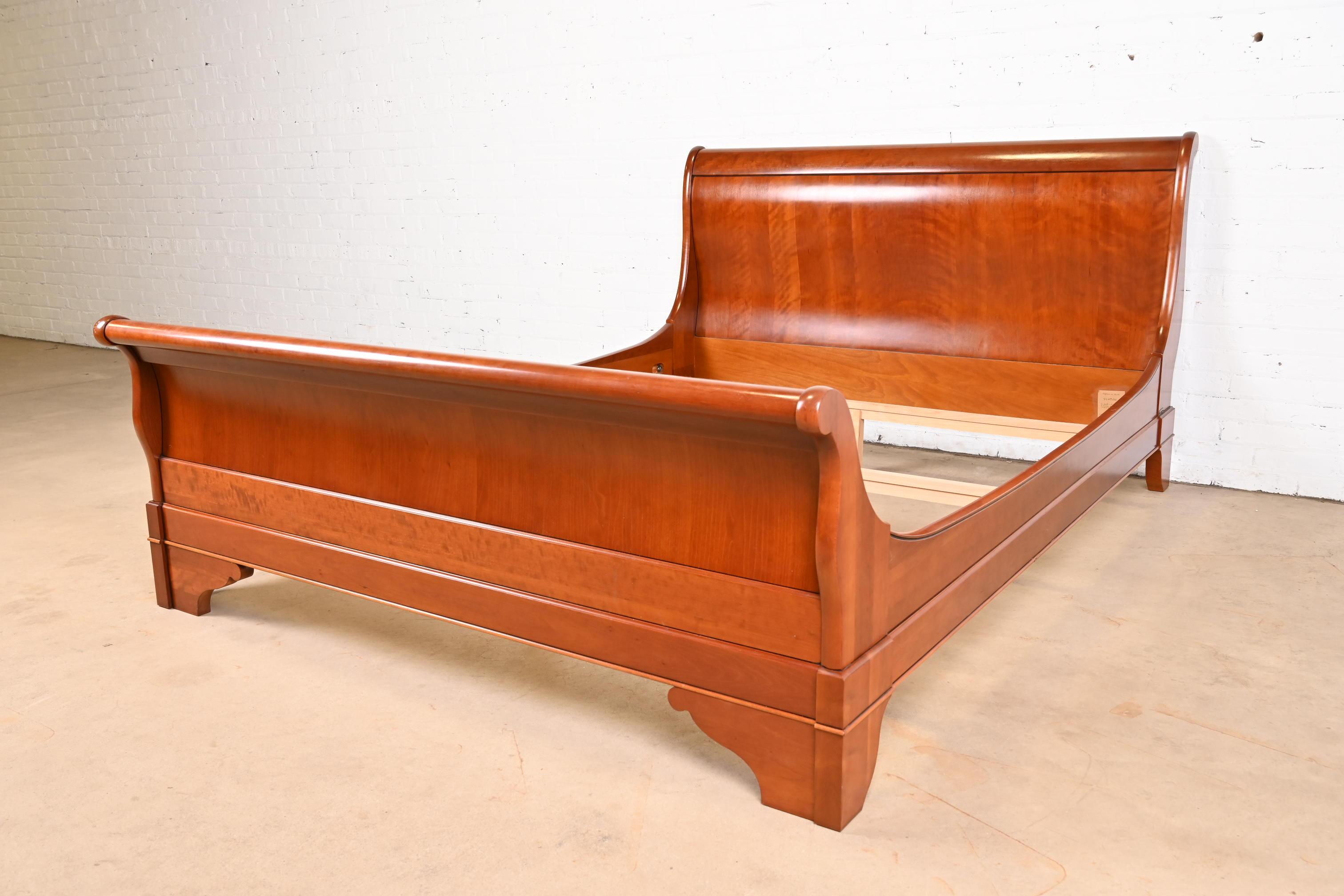 20th Century Grange French Louis Philippe Cherry Wood Queen Size Sleigh Bed