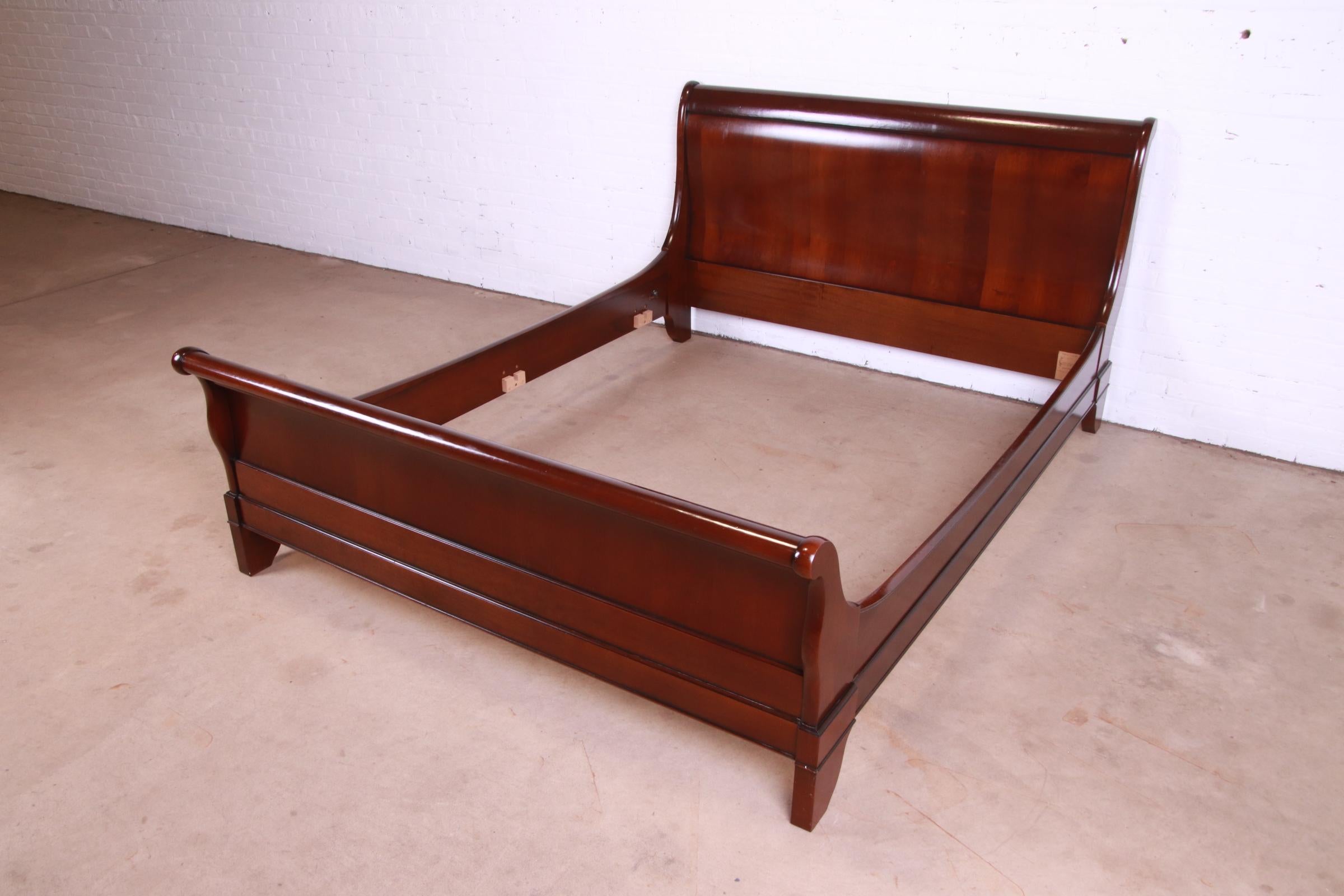20th Century Grange French Louis Philippe Cherry Wood Queen Size Sleigh Bed