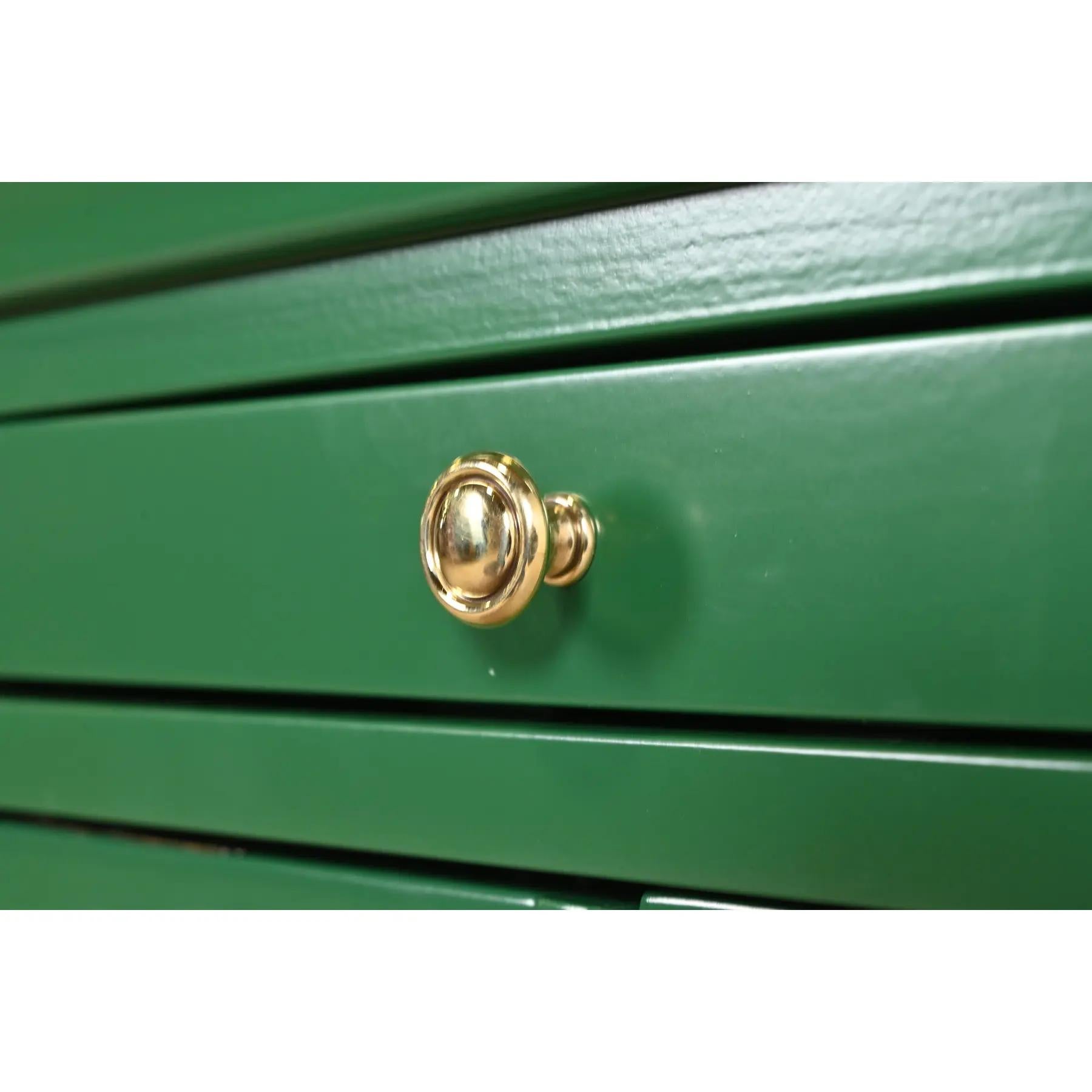 Grange French Louis Philippe Green Lacquered Nightstands, Newly Refinished For Sale 2