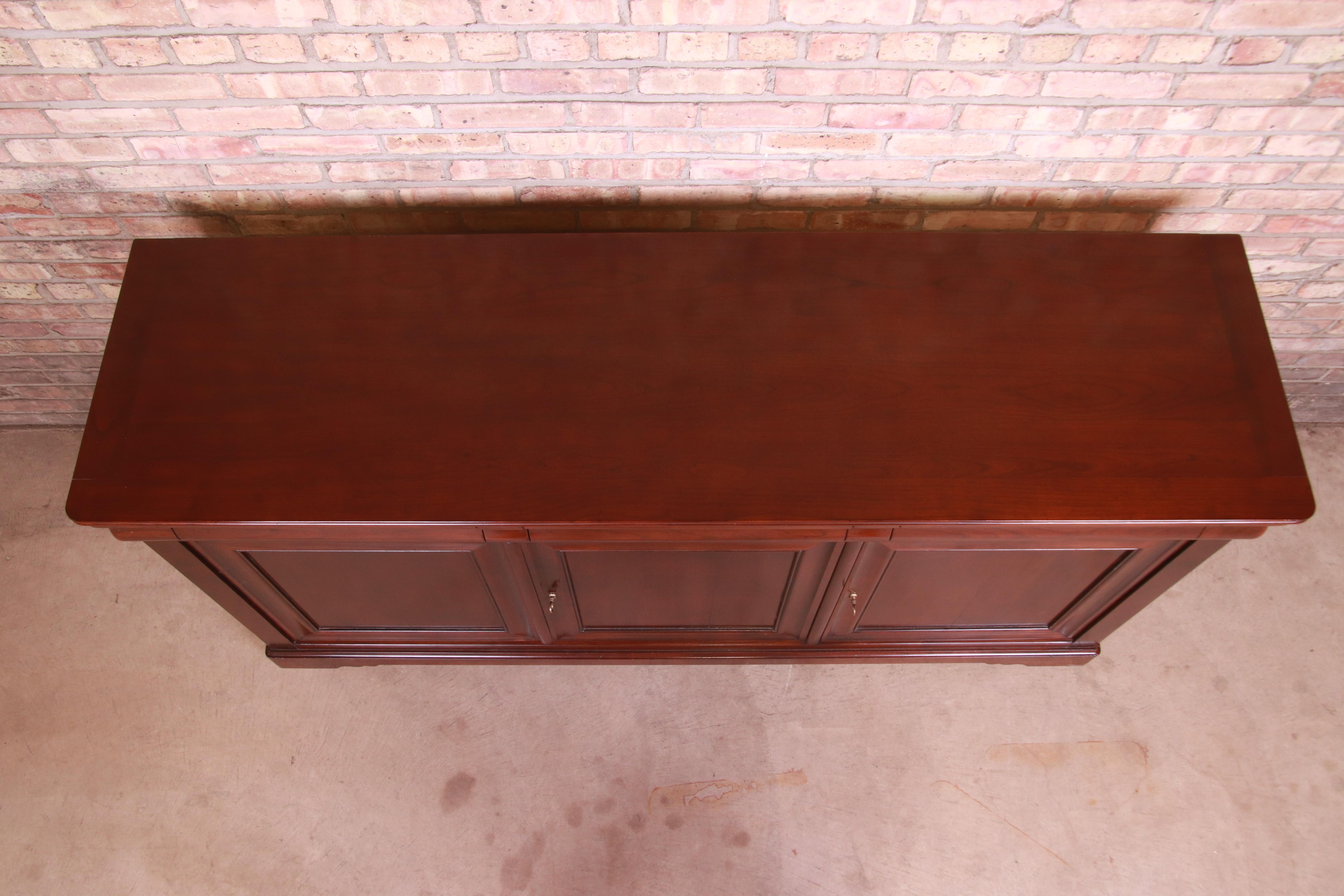 Contemporary Grange French Provincial Cherry Wood Sideboard Credenza or Bar Cabinet
