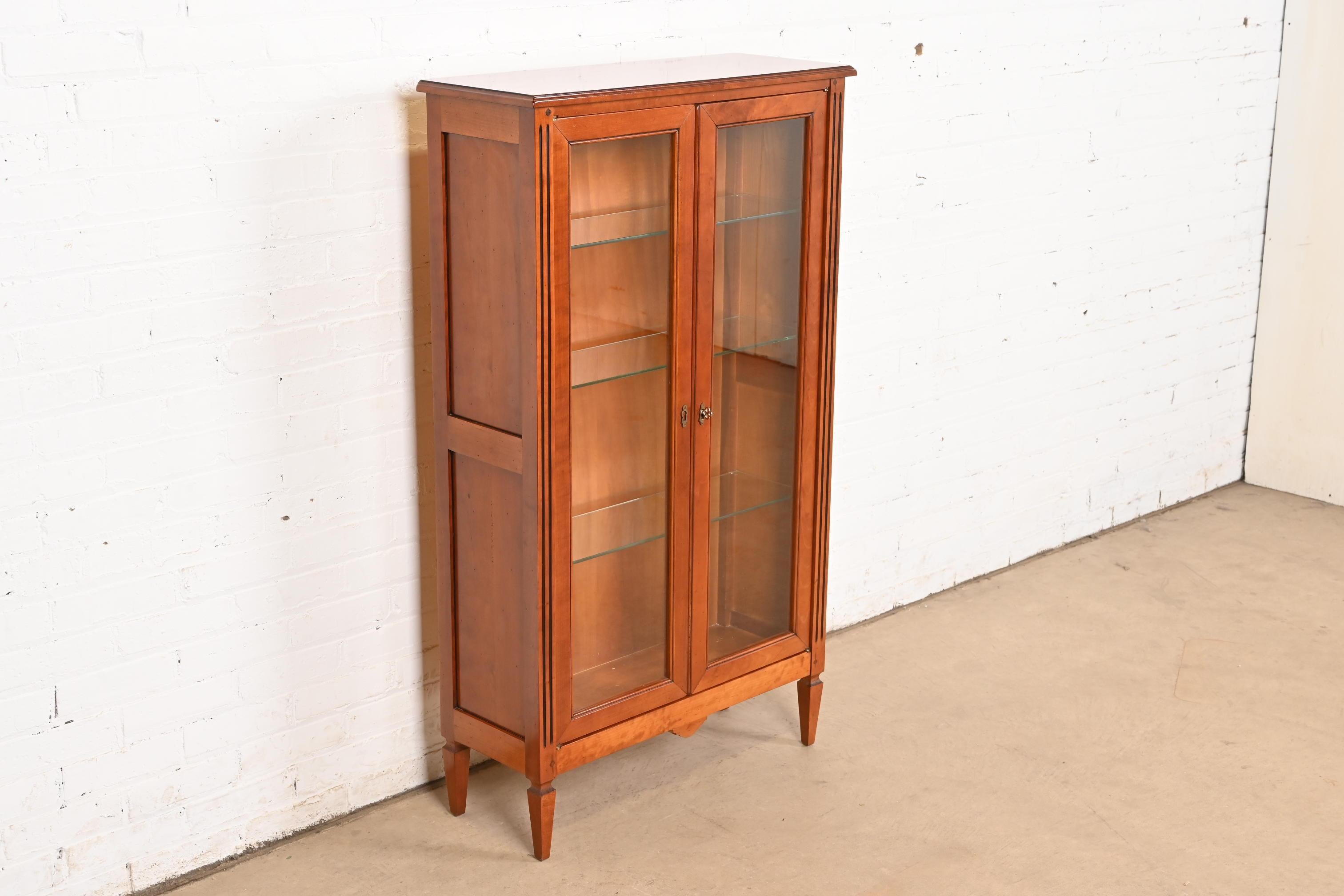 20th Century Grange French Regency Louis XVI Cherry Wood Bookcase or Display Cabinet For Sale