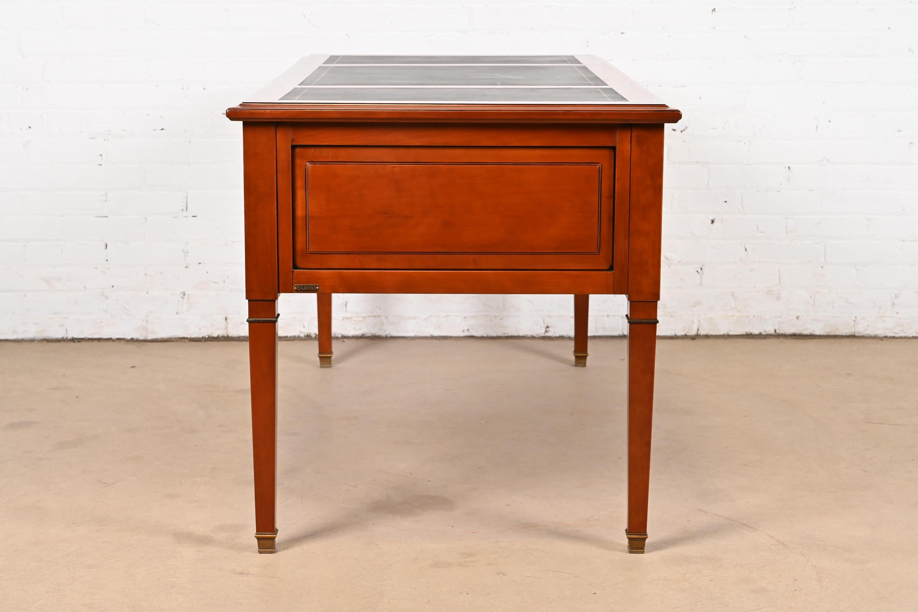 Grange French Regency Louis XVI Cherry Wood Leather Top Writing Desk 4