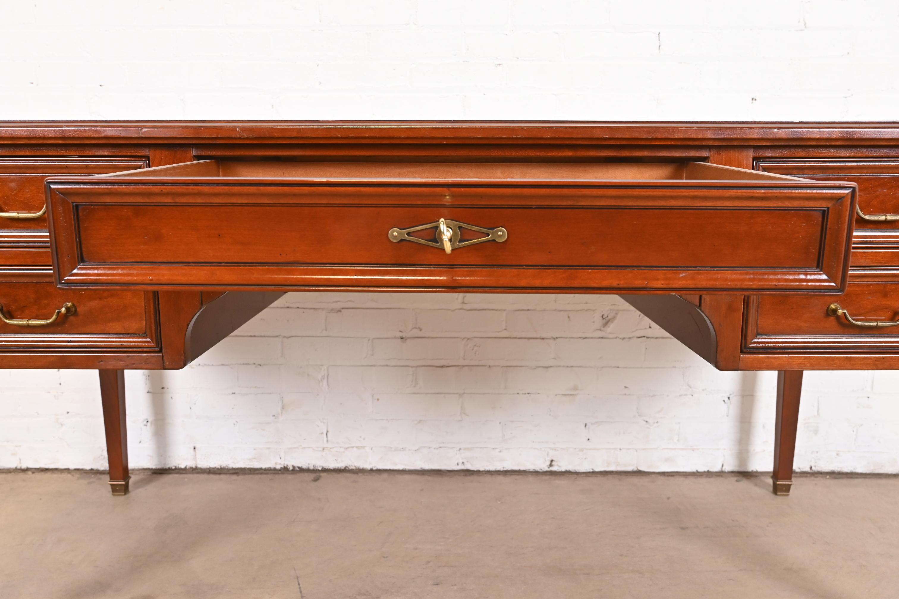 Grange French Regency Louis XVI Cherry Wood Leather Top Writing Desk 3