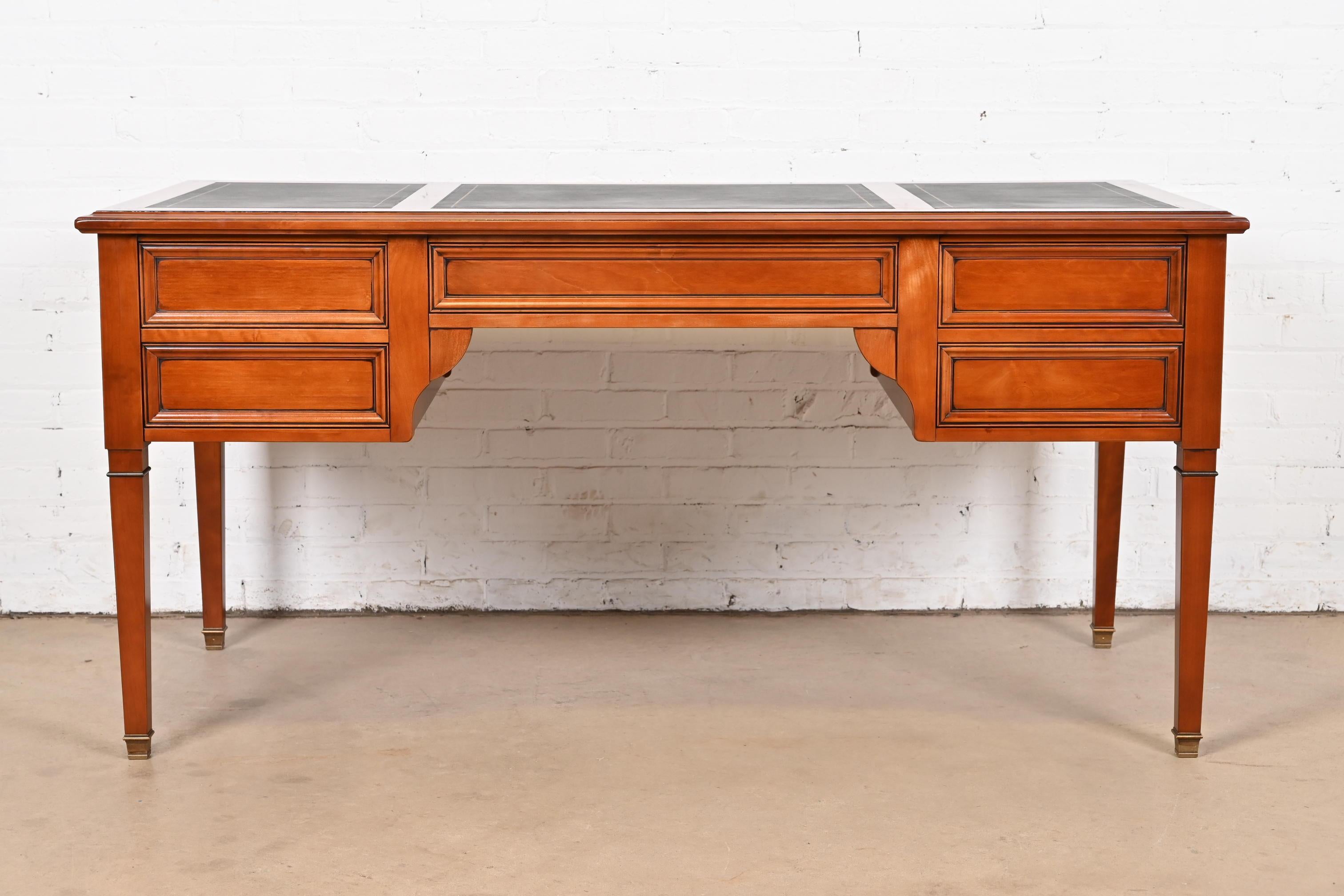 Grange French Regency Louis XVI Cherry Wood Leather Top Writing Desk 5