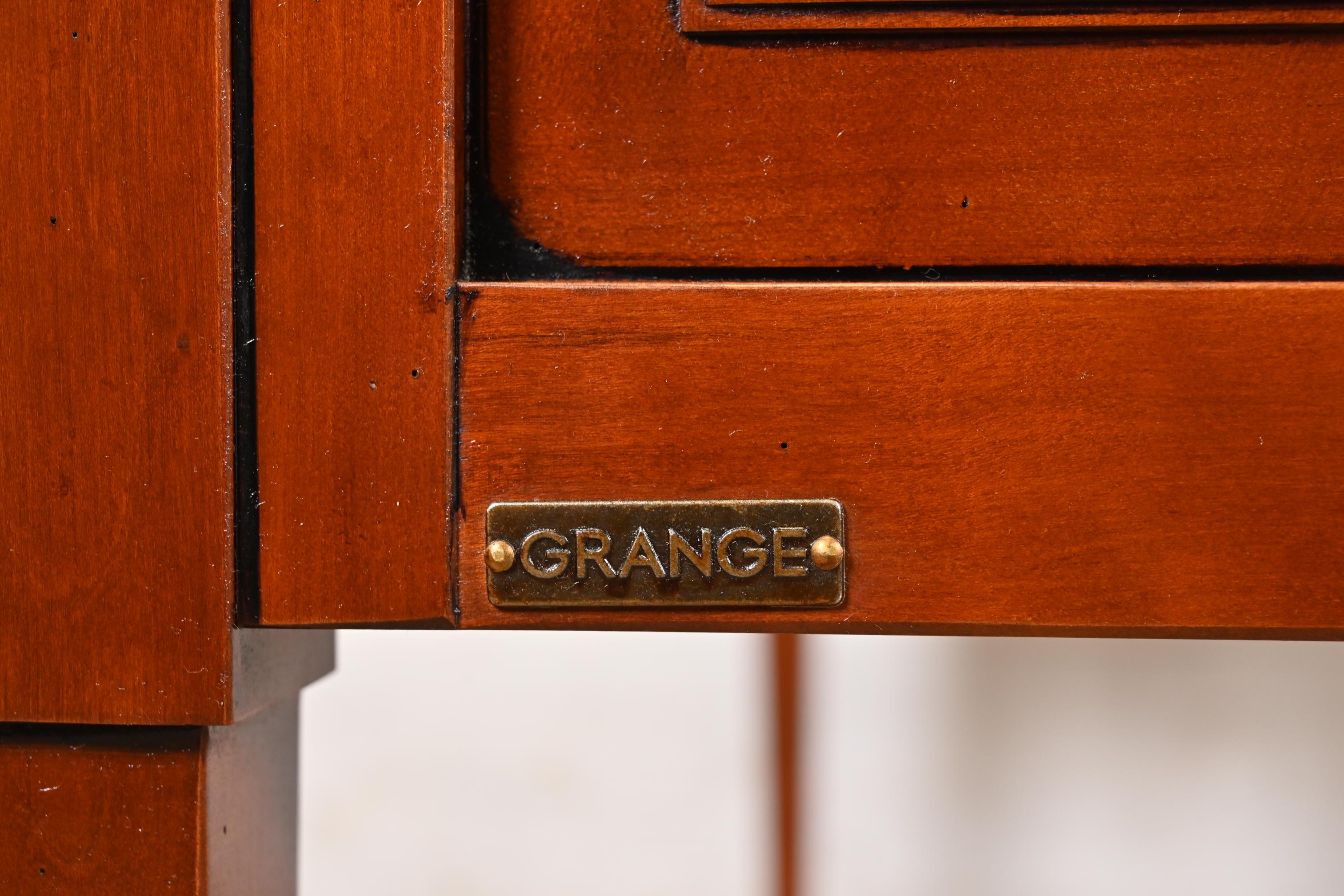 Grange French Regency Louis XVI Cherry Wood Leather Top Writing Desk 6