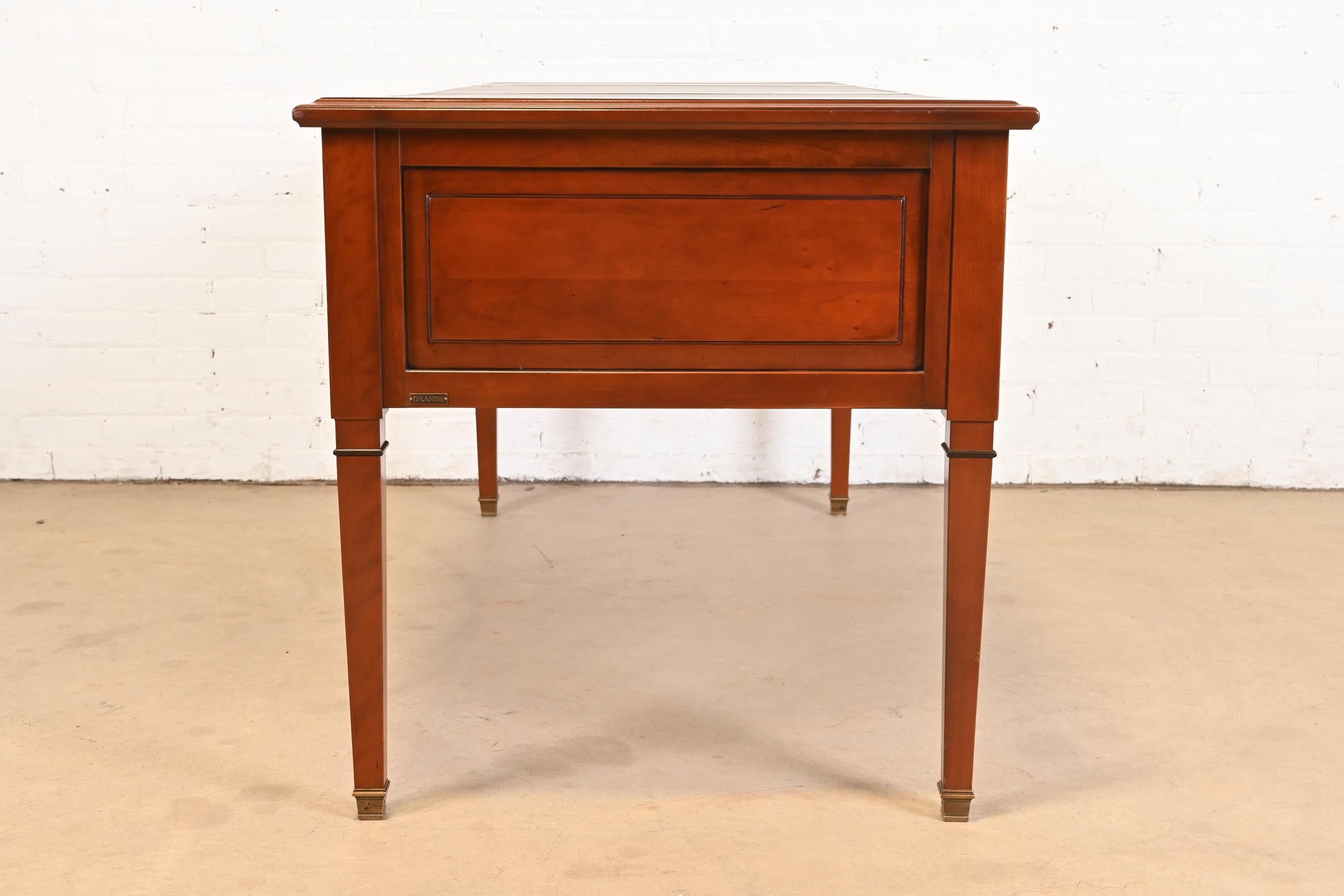 Grange French Regency Louis XVI Cherry Wood Leather Top Writing Desk For Sale 5