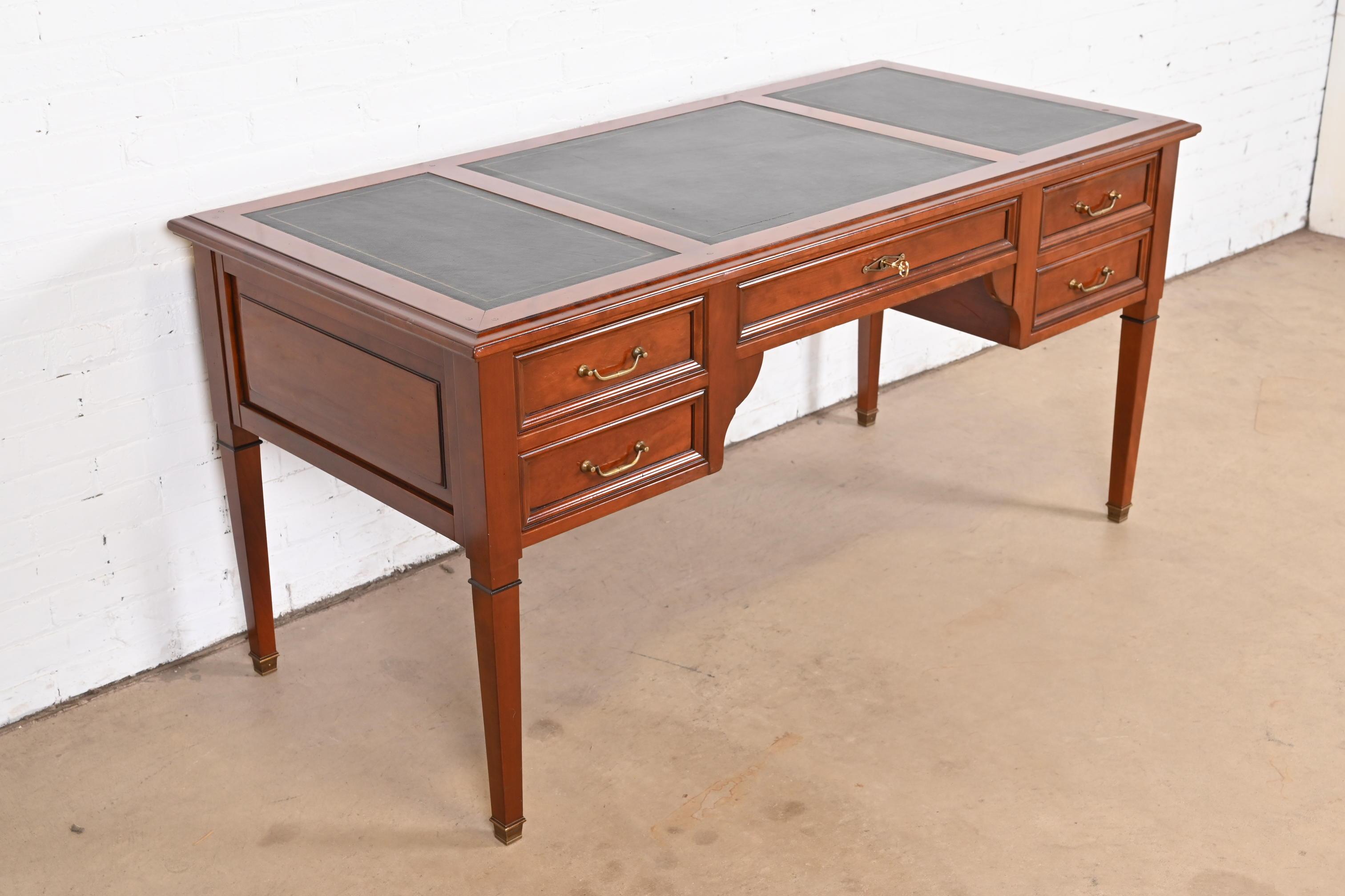Grange French Regency Louis XVI Cherry Wood Leather Top Writing Desk In Good Condition In South Bend, IN