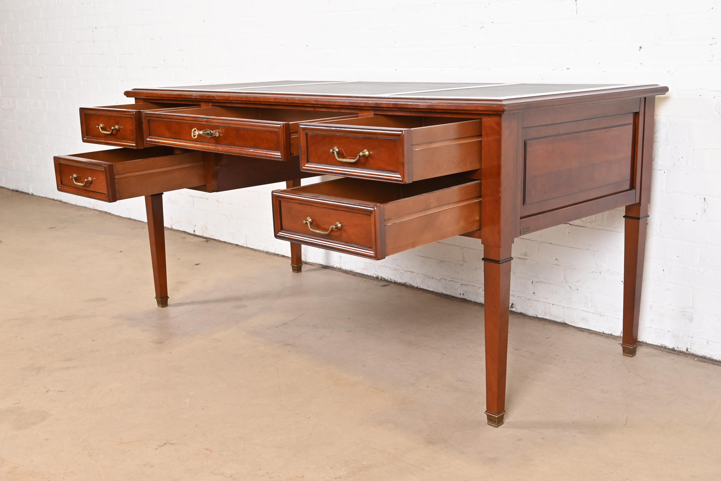 Grange French Regency Louis XVI Cherry Wood Leather Top Writing Desk 1
