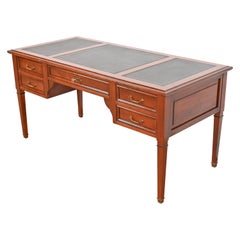 Grange French Regency Louis XVI Cherry Wood Leather Top Writing Desk
