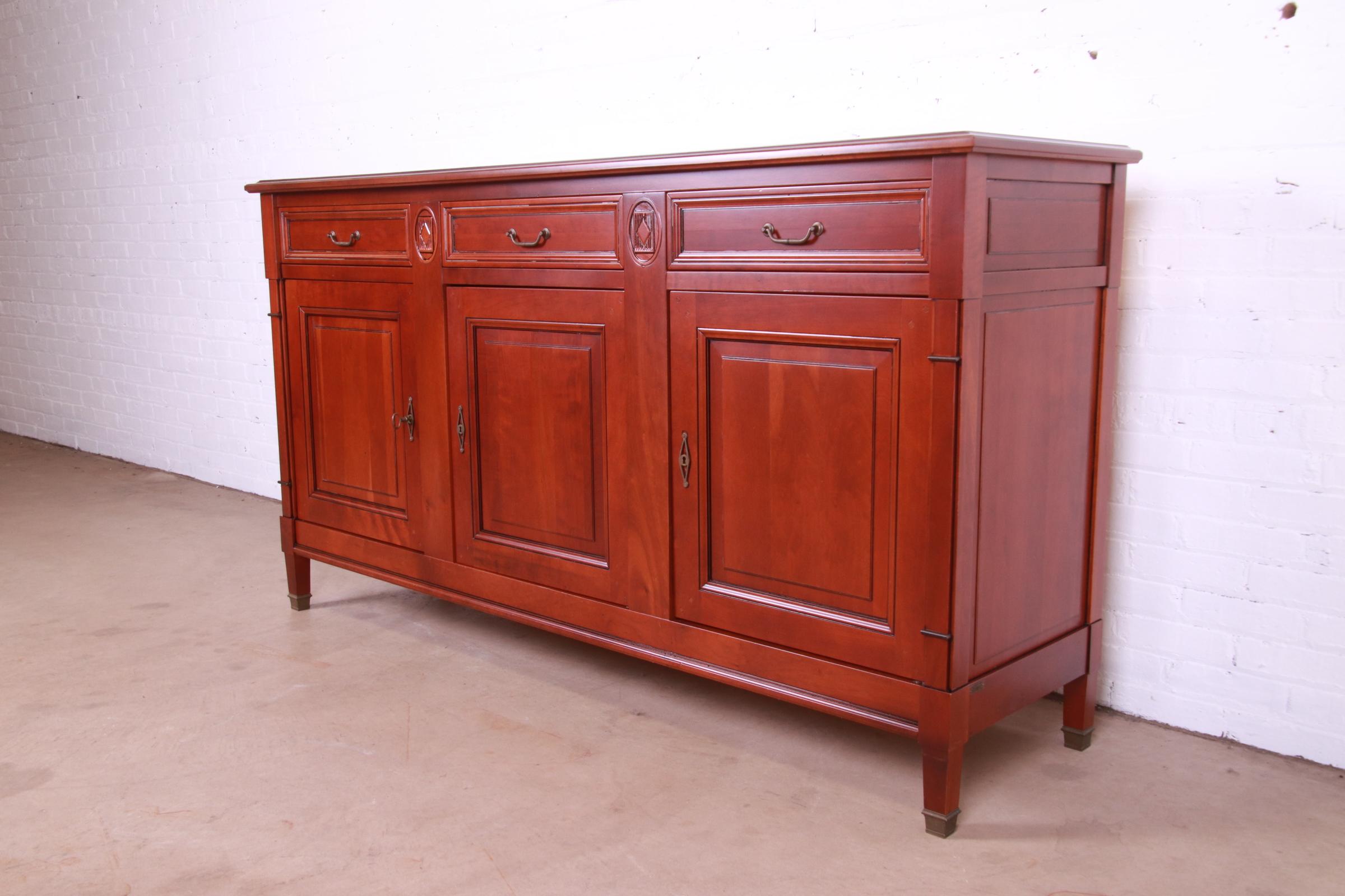 Grange French Regency Louis XVI Cherry Wood Sideboard or Bar Cabinet In Good Condition In South Bend, IN