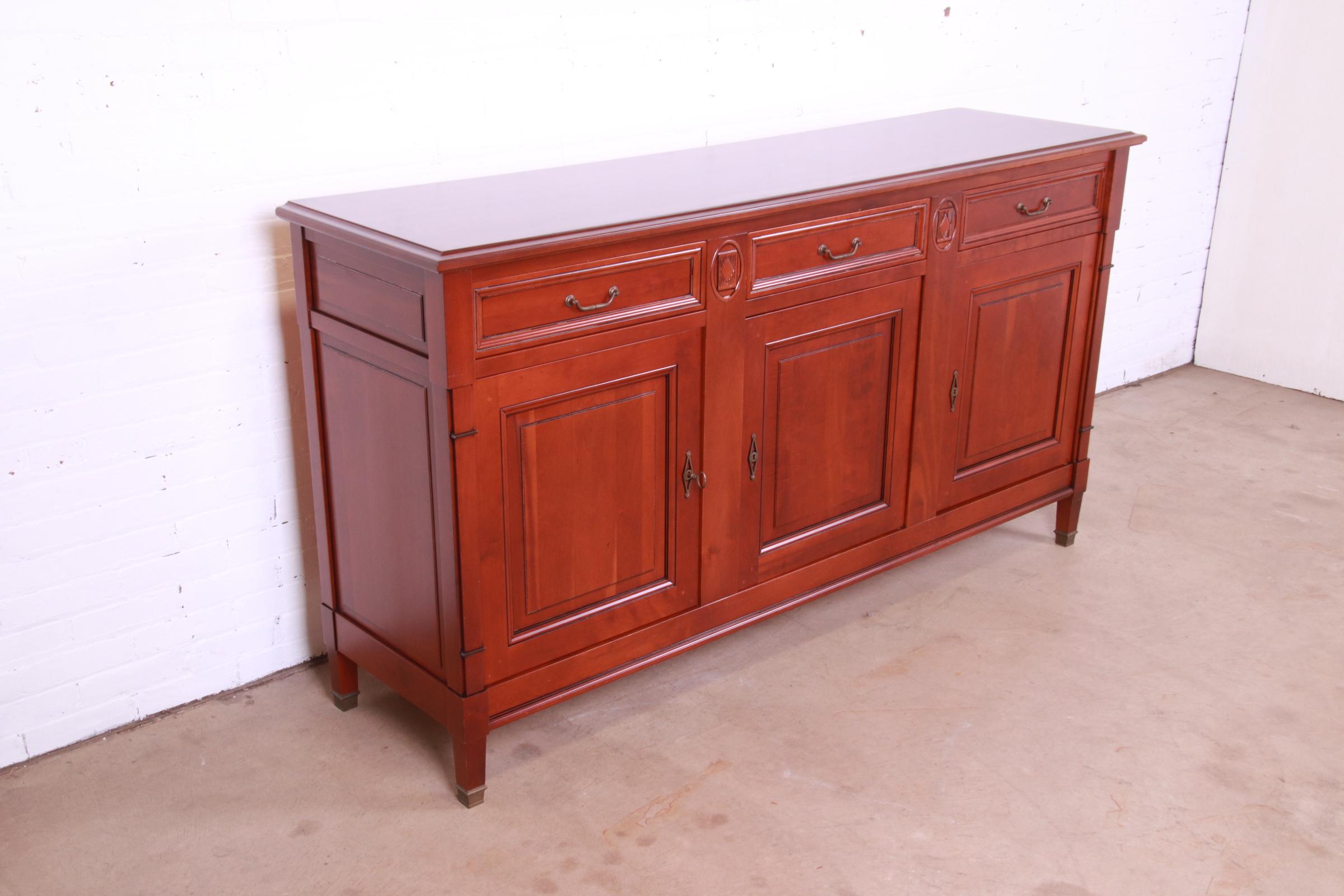 Late 20th Century Grange French Regency Louis XVI Cherry Wood Sideboard or Bar Cabinet