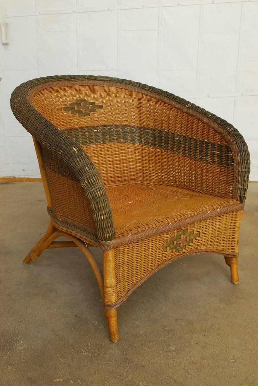 Grange Style French Wicker Club Chairs and Table 5