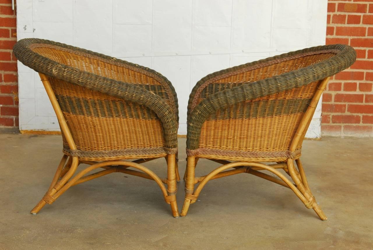Art Deco Grange Style French Wicker Club Chairs and Table