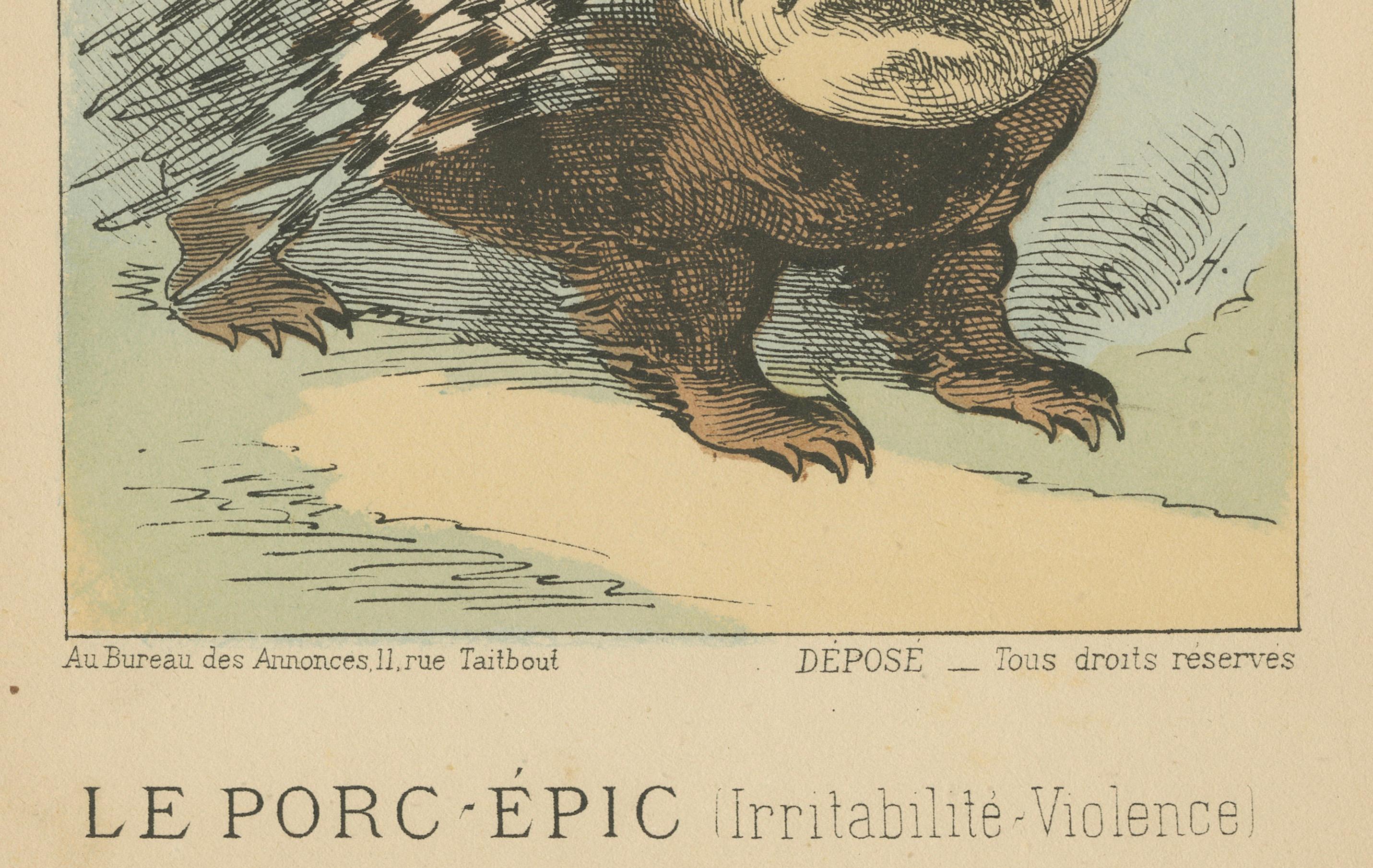 Granier de Cassagnac - La Porcupine (Irritability - Violence), 1870 Bon état - En vente à Langweer, NL