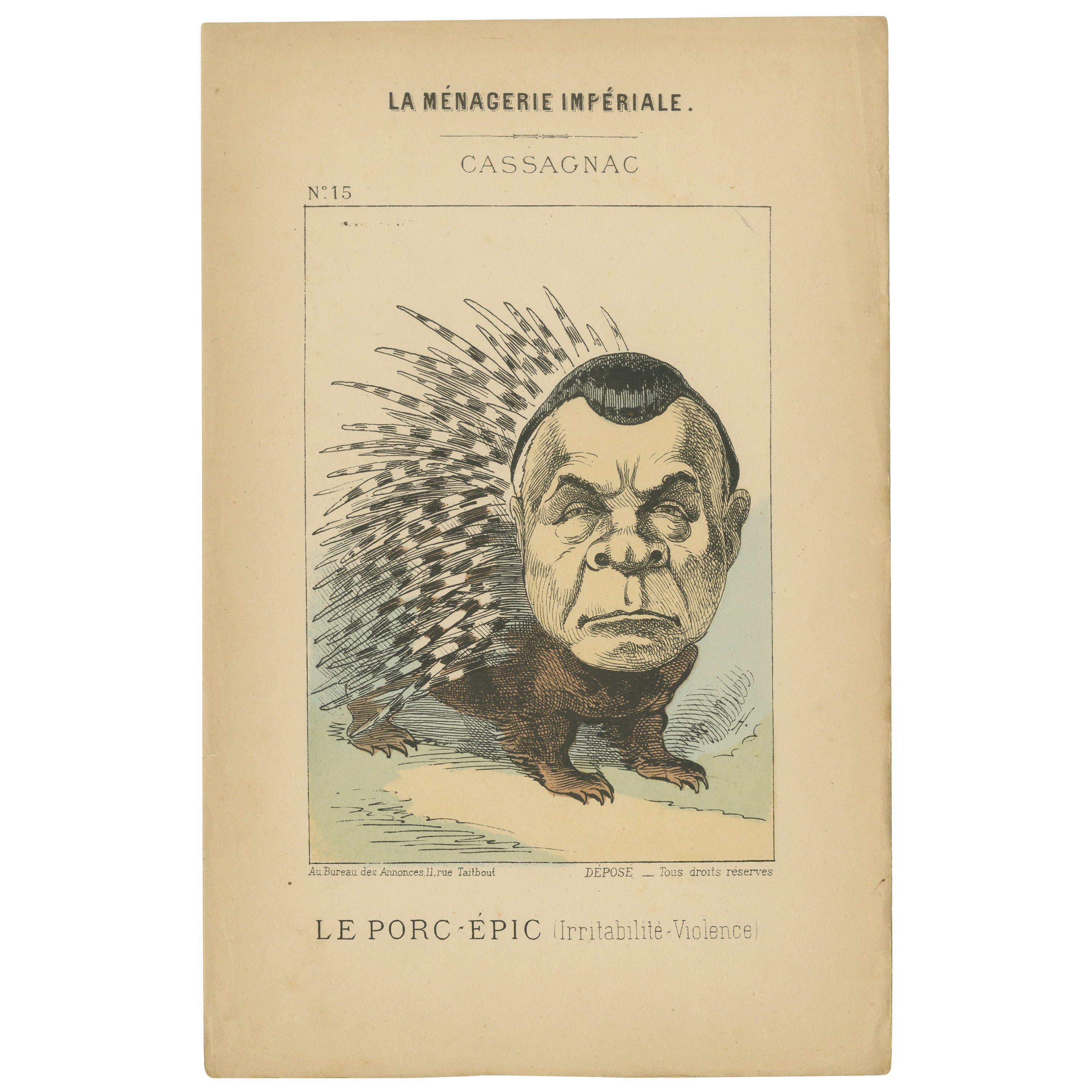 Granier de Cassagnac - La Porcupine (Irritability - Violence), 1870