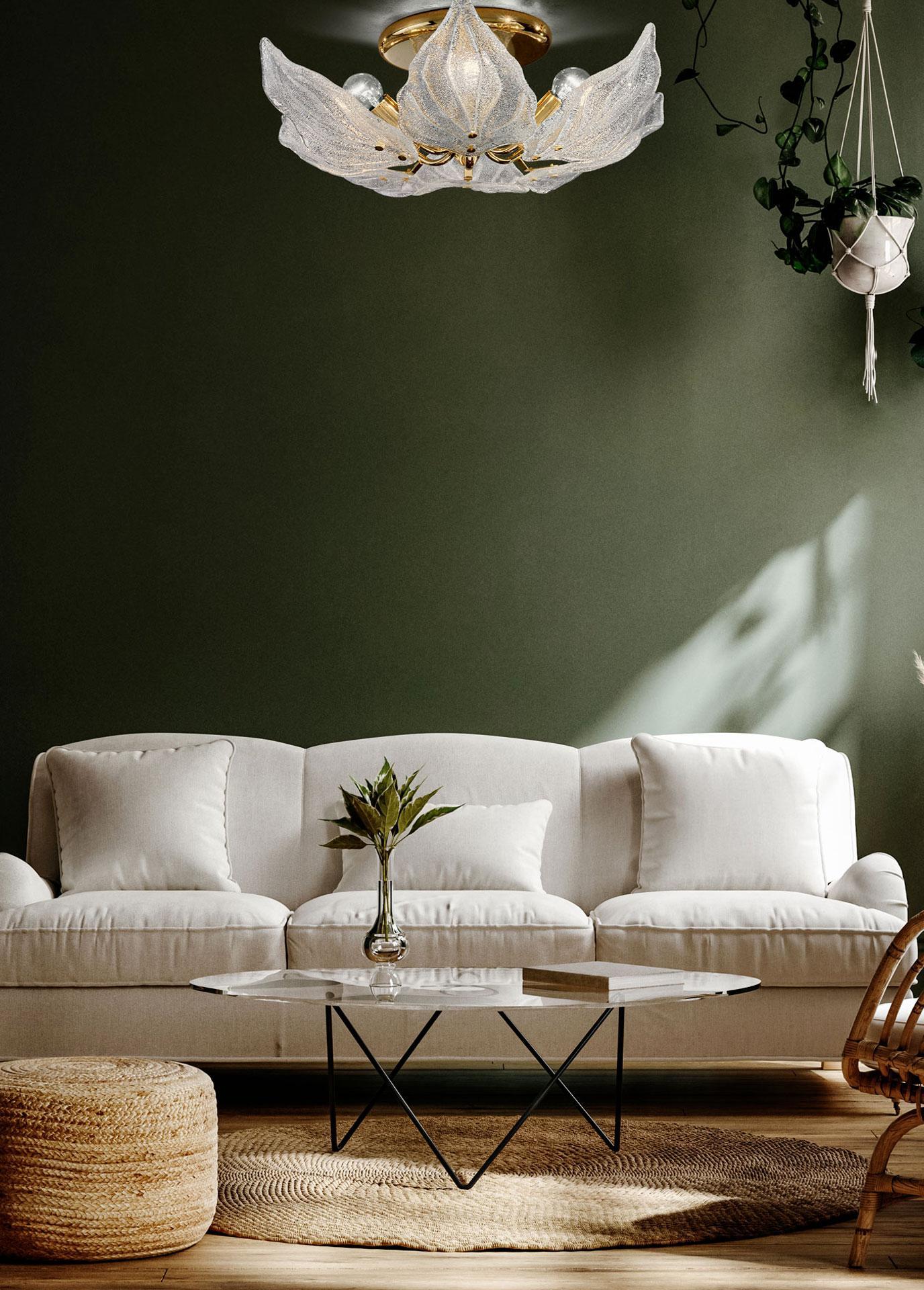 Italian Graniglia Leaf Flush Mount by Fabio Ltd For Sale