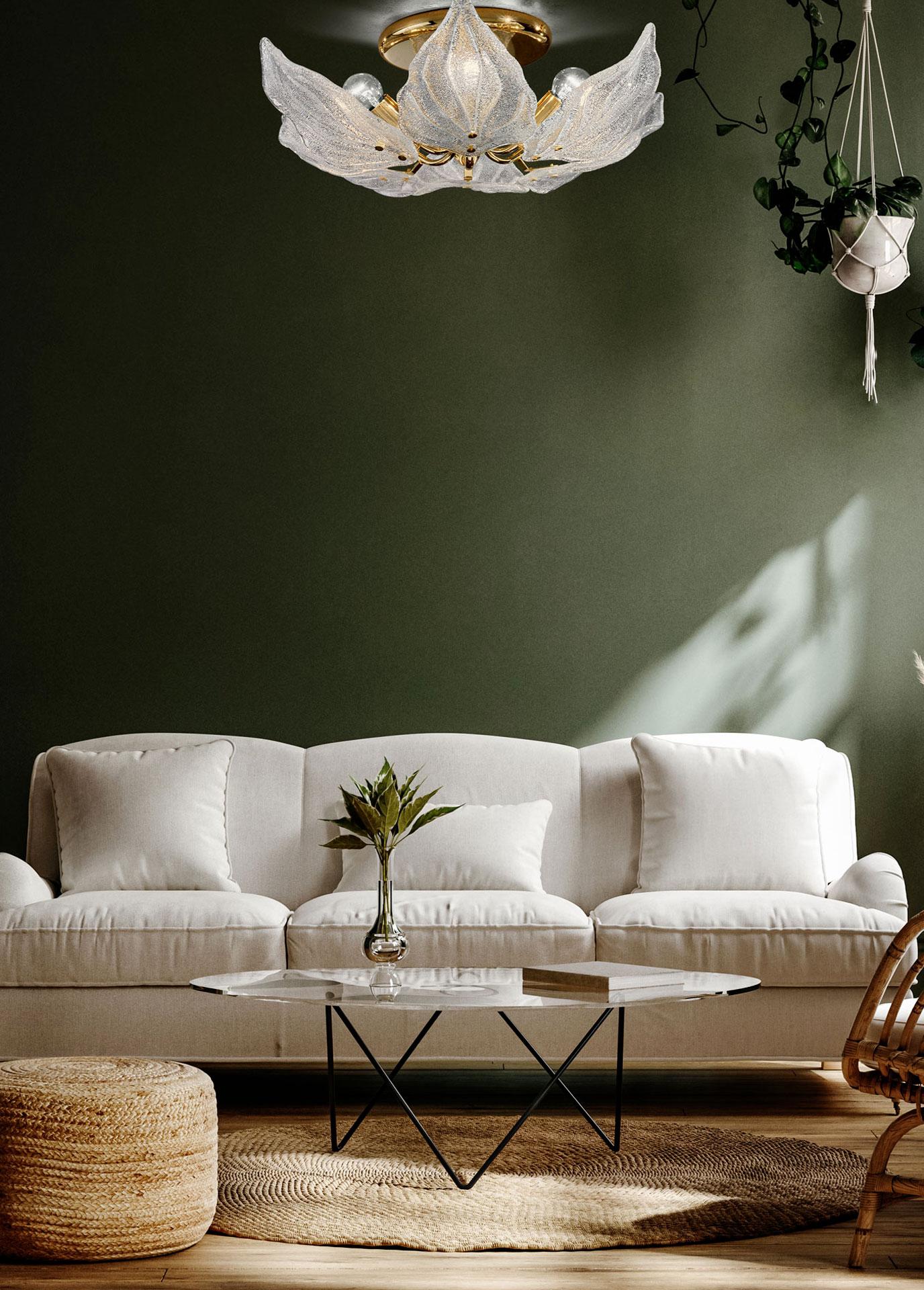 Italian Graniglia Leaf Flush Mount by Fabio Ltd For Sale