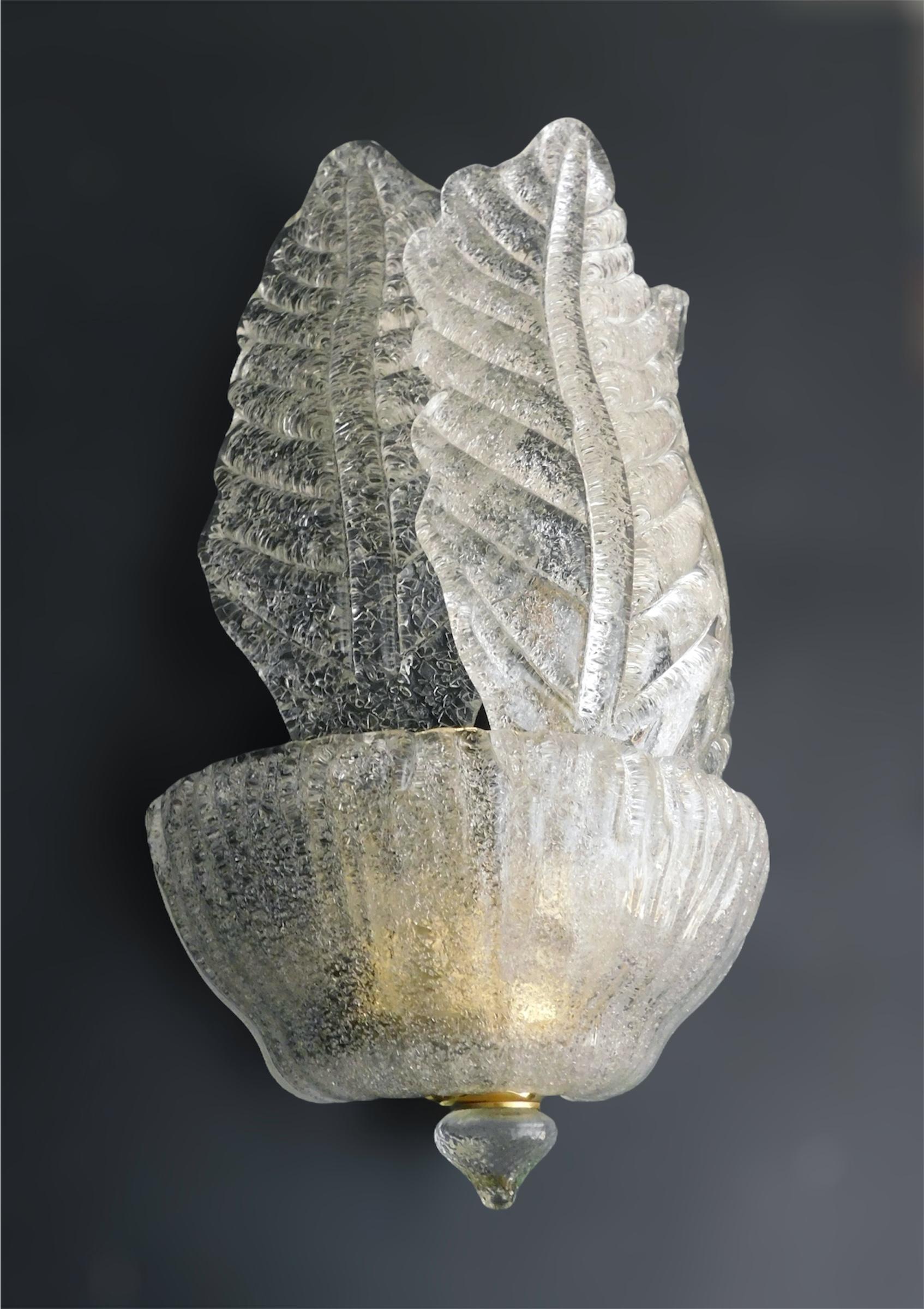 Verre de Murano Appliques à feuilles Graniglia, 3 Disponibles en vente