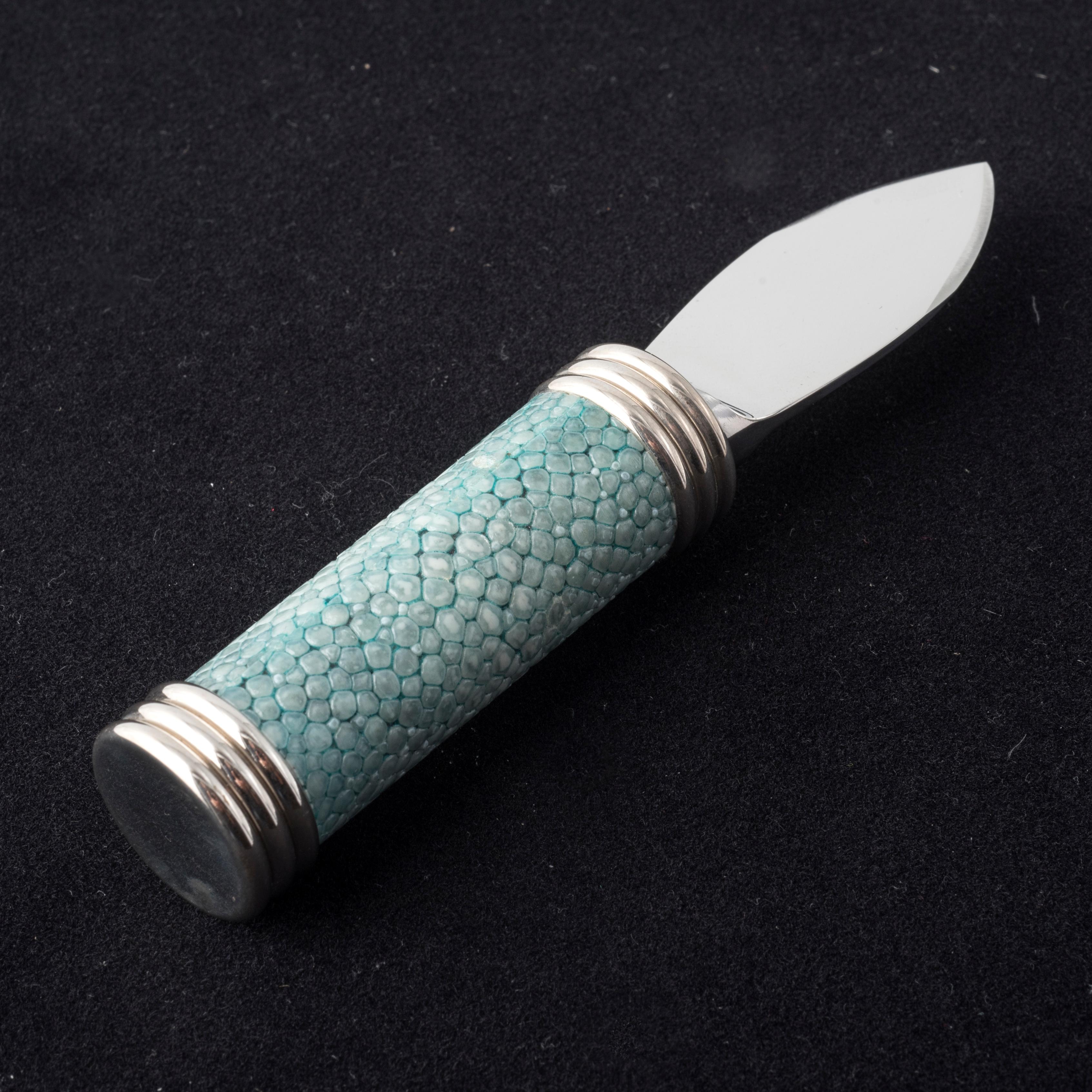 GRANINO GALUCHARME - Cuchillo de queso con mango de piel de raya verde Italian en venta
