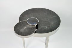 Art Deco Side Table by Ginger Brown, Stainless Steel & Stone, France