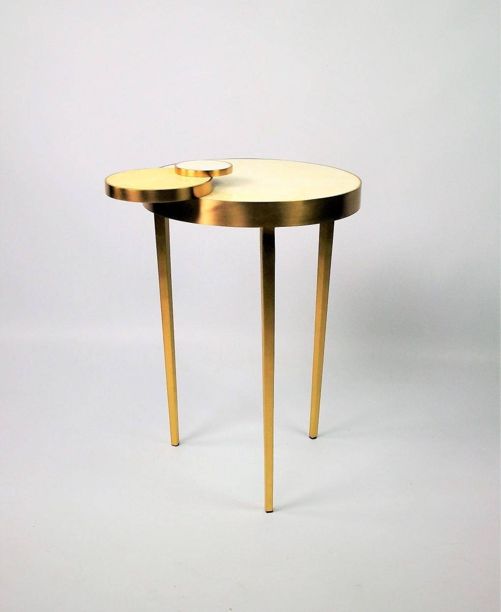 Hand-Crafted Granit and Polished Steel Table by Ginger Brown For Sale