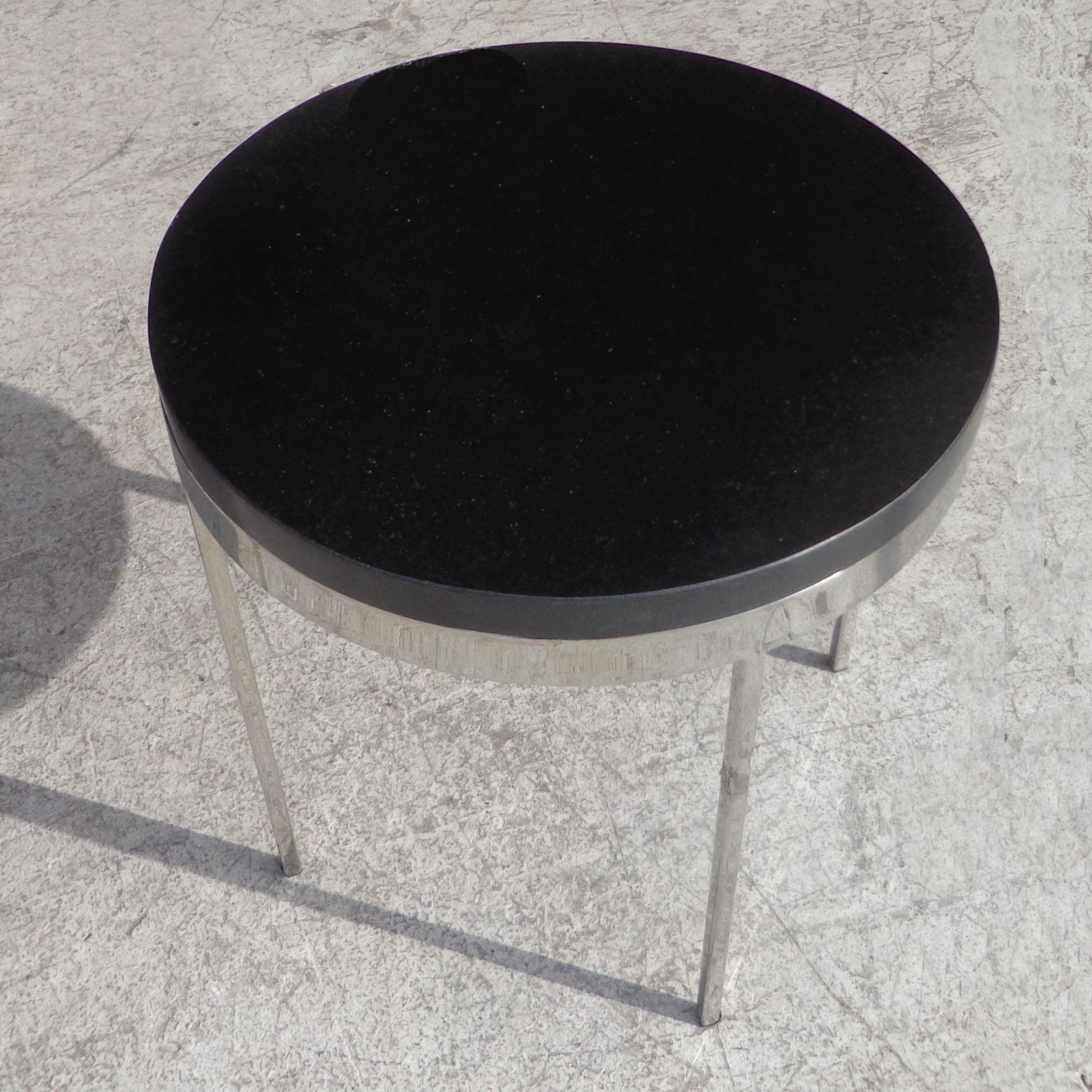 Mid-Century Modern Granite and Chrome Side Table in the Style of Nicos Zographos For Sale