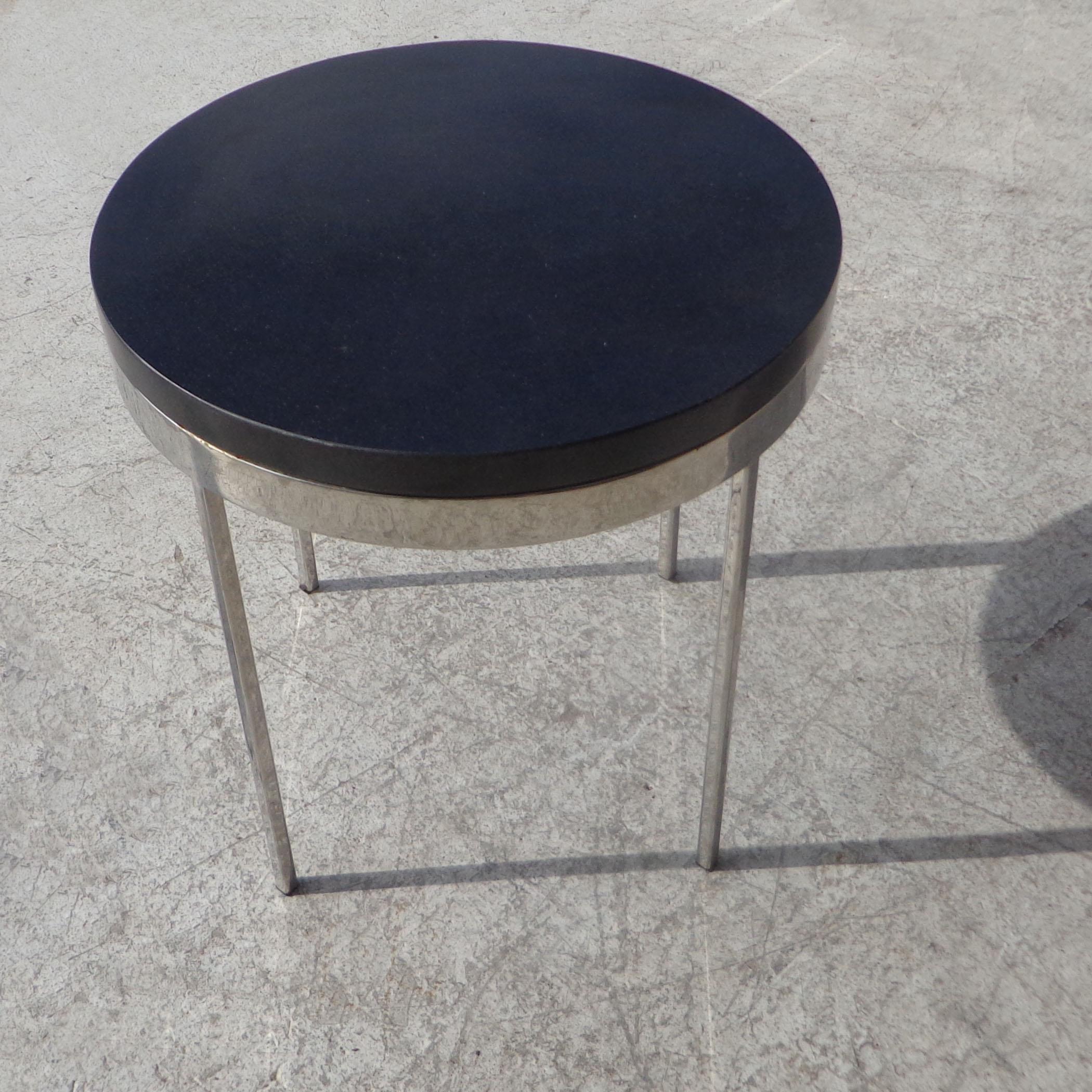 North American Granite and Chrome Side Table in the Style of Nicos Zographos For Sale
