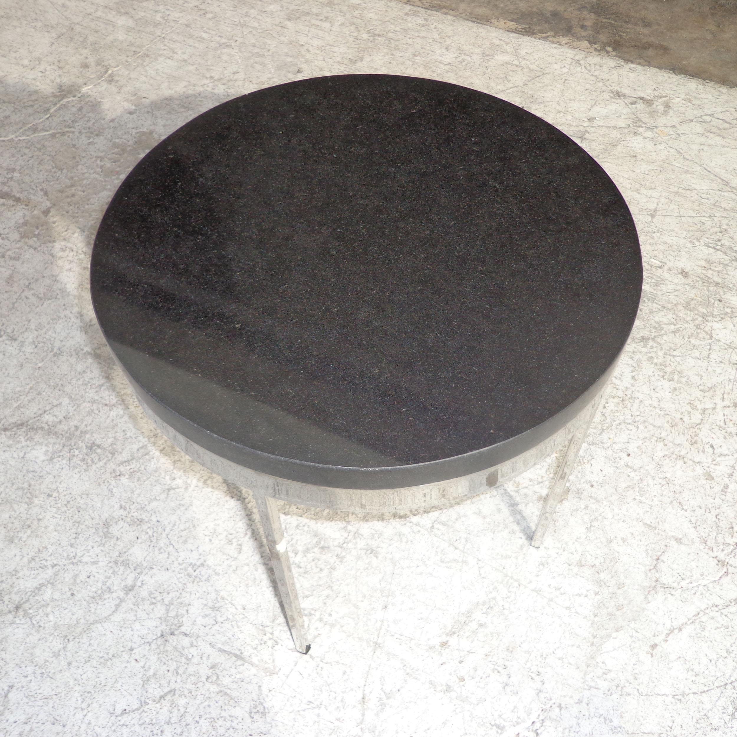 20th Century Granite and Chrome Side Table in the Style of Nicos Zographos For Sale
