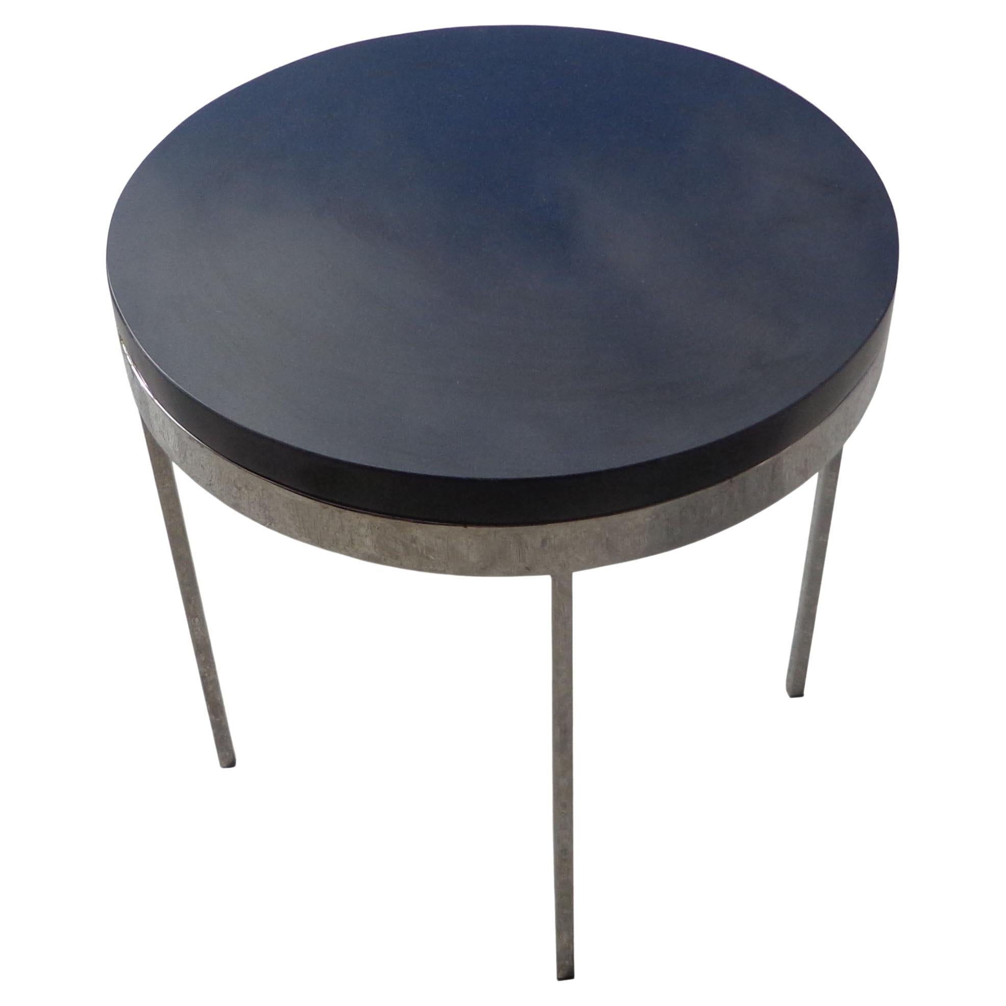 Granite and Chrome Side Table in the Style of Nicos Zographos For Sale