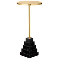Granite and Steel Gold Top Side Table
