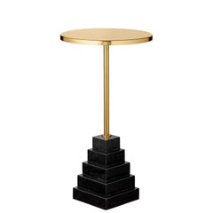 Granite and Steel Gold Top Side Table