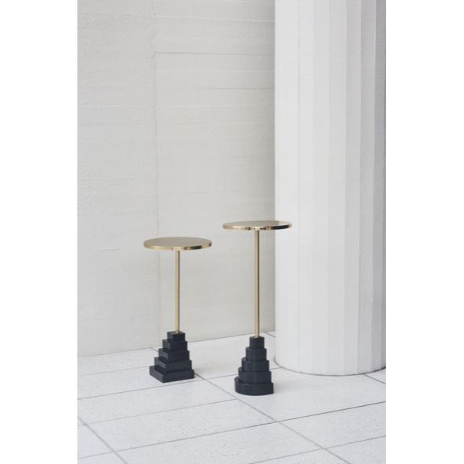 Modern Granite and Steel Gold Top Side Table
