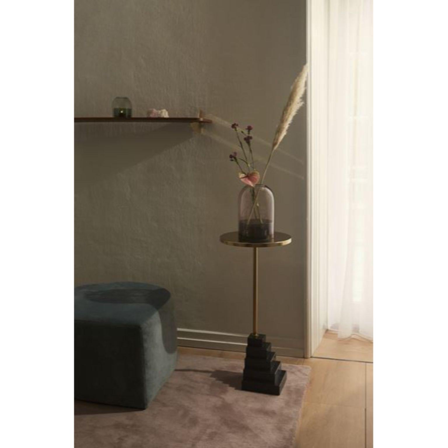 Danish Granite and Steel Gold Top Side Table