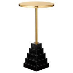 Granite and Steel Gold Top Side Table
