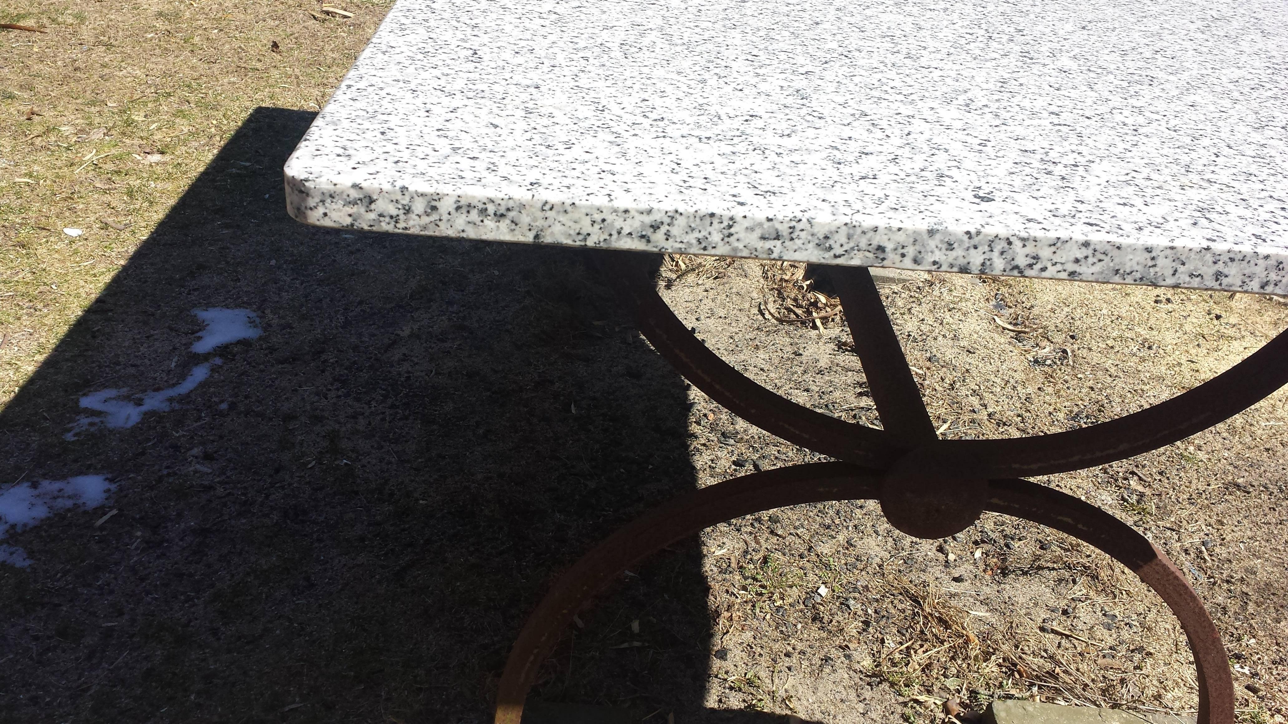 Granite and Wrought Iron Outdoor Table at 1stDibs granite outdoor